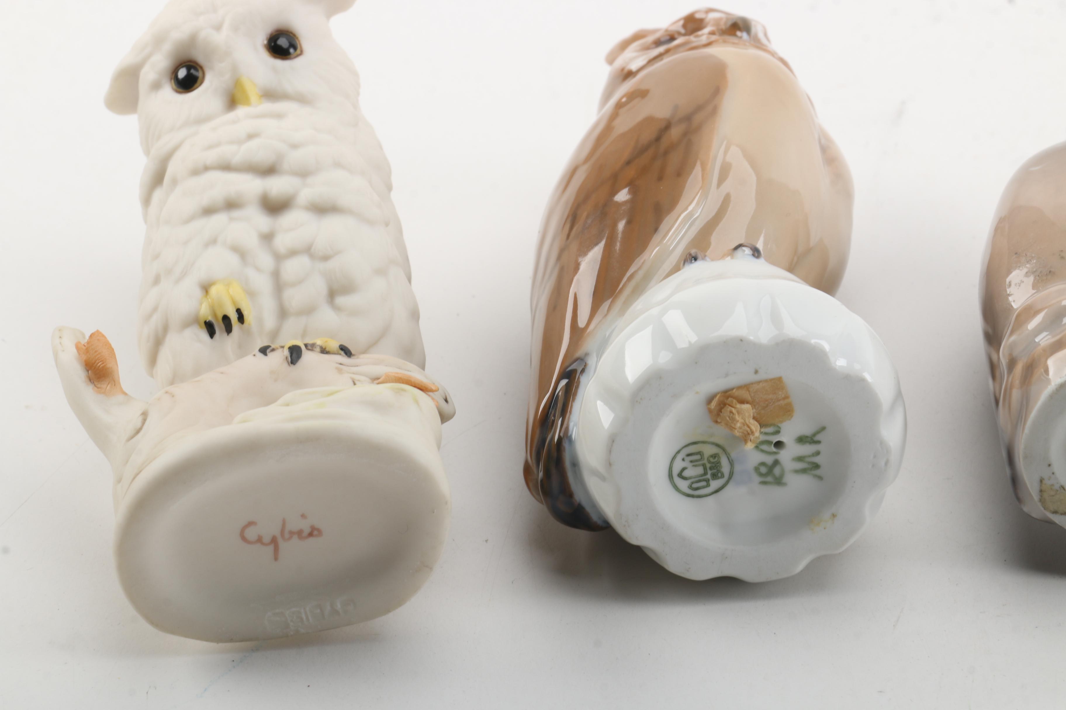 Vintage Bing & Grøndahl and Royal Copenhagen Owl Figurines