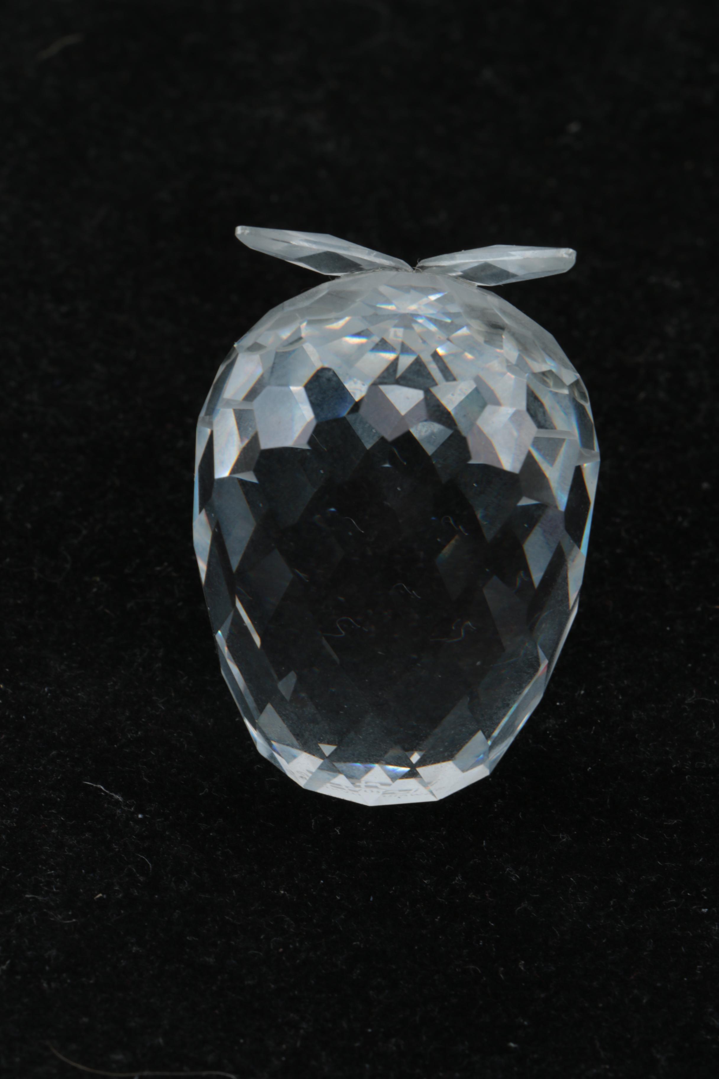 Crystal and Glass Owl Figurines including Swarovski, Pukeberg, and Baccarat