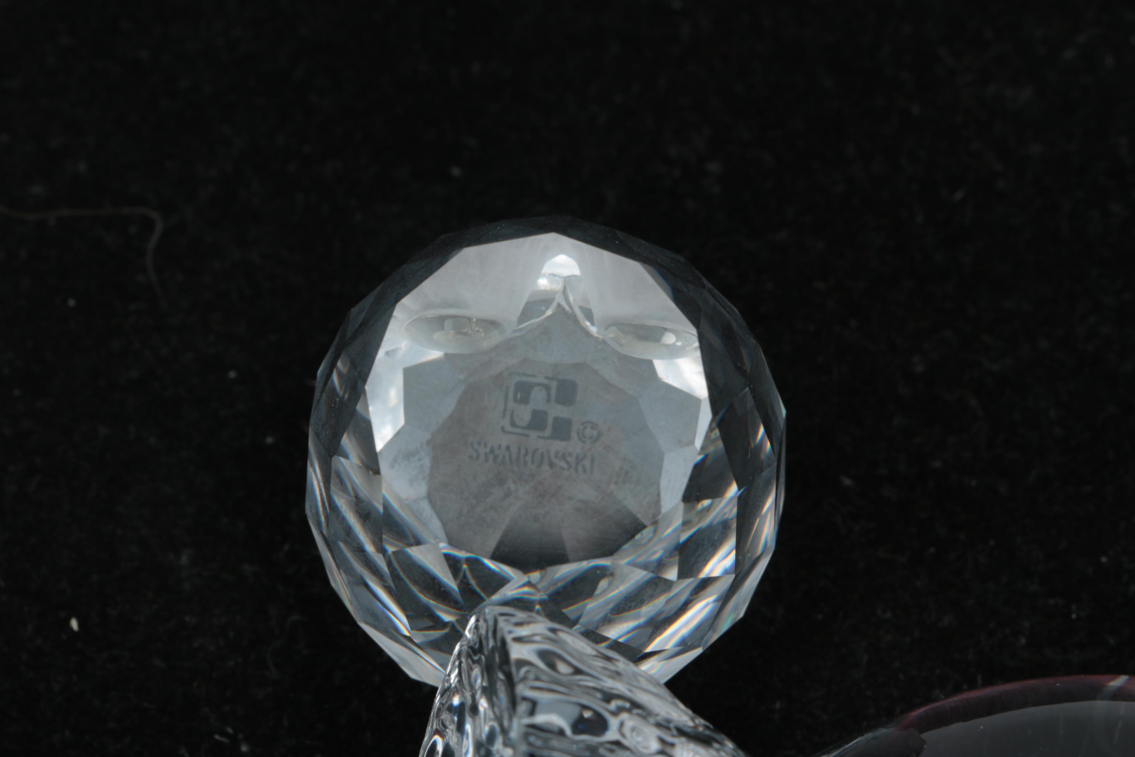 Crystal and Glass Owl Figurines including Swarovski, Pukeberg, and Baccarat