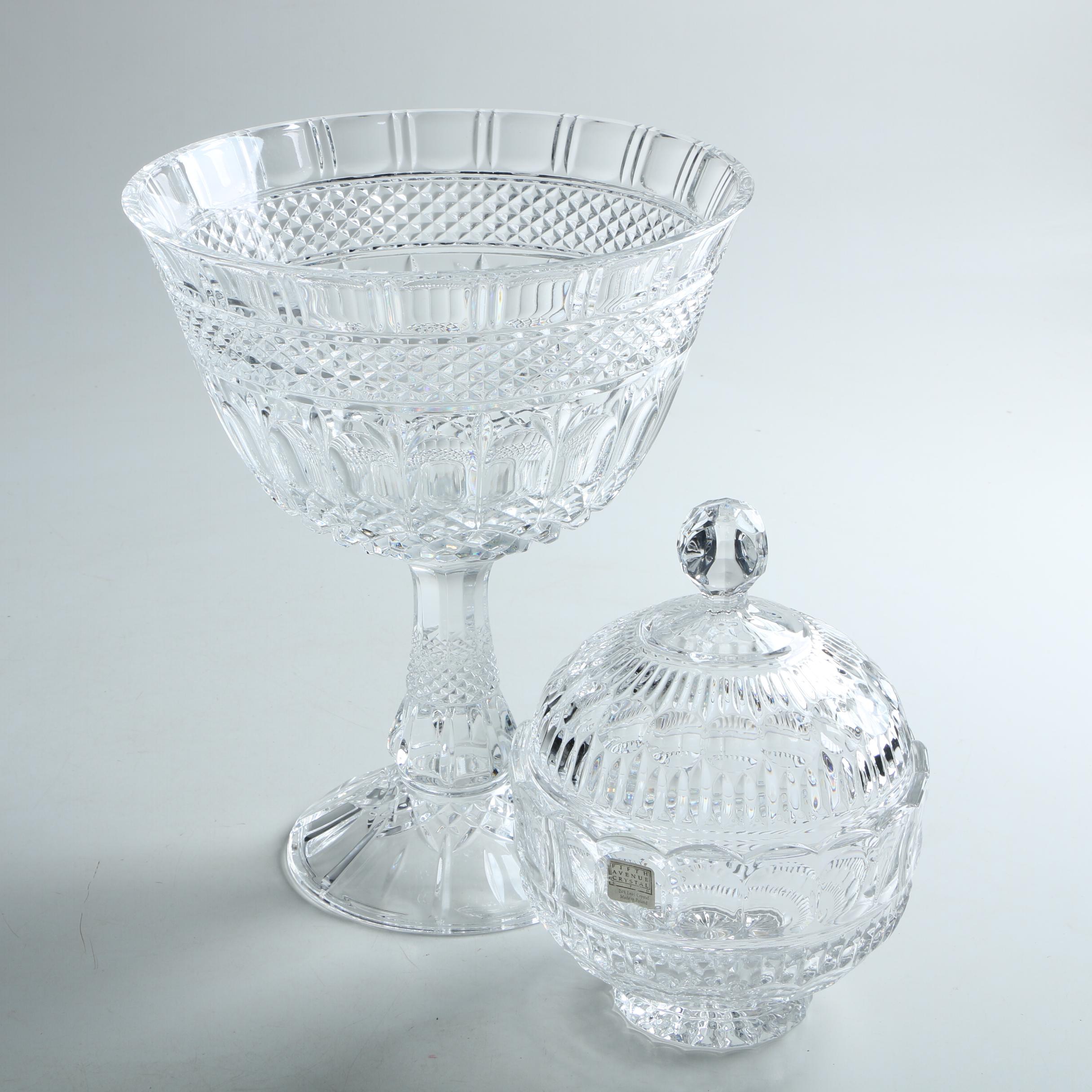 Fifth Avenue Crystal Candy Dish and Crystal Compote
