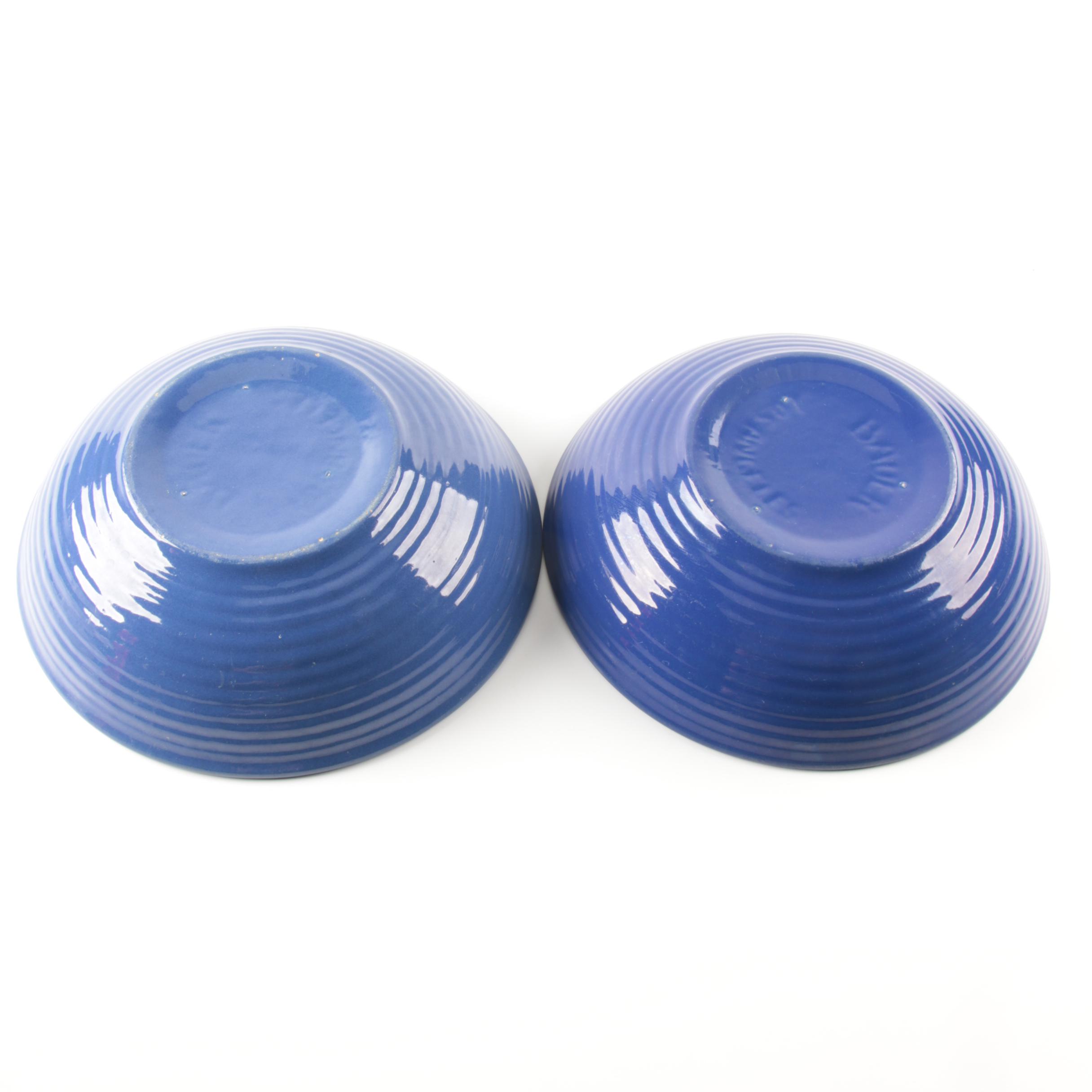 Vintage Bauer Pottery Cobalt Blue Ringware Serving Bowls