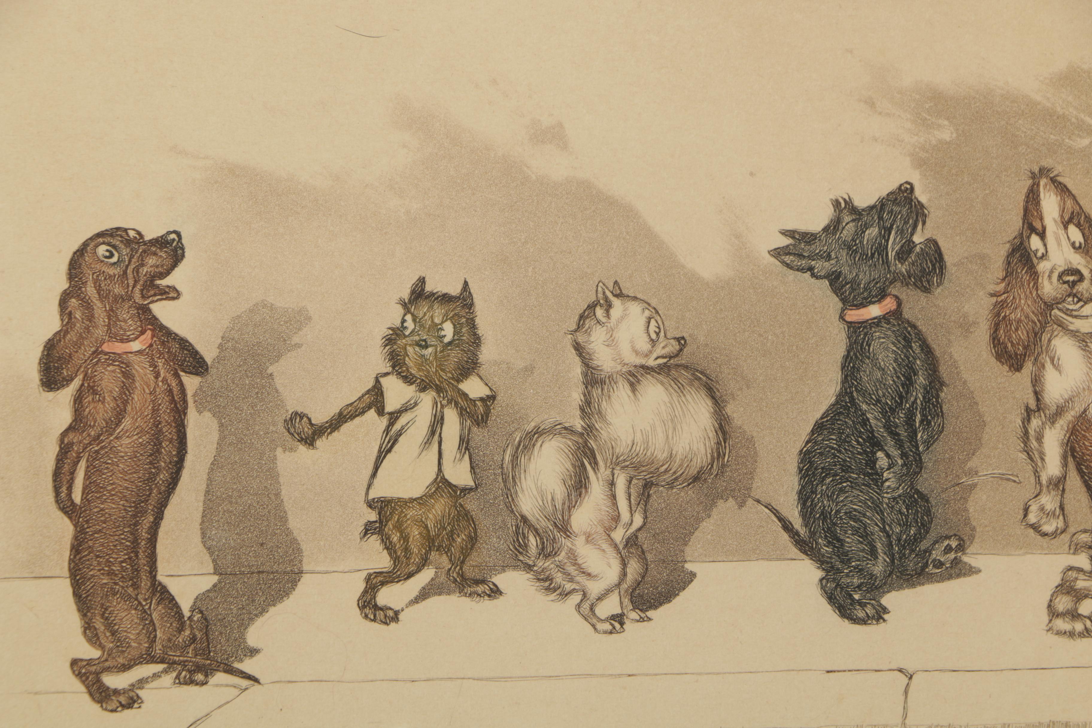 Boris O'Klein Hand Colored Etching "Chacun son Tour"