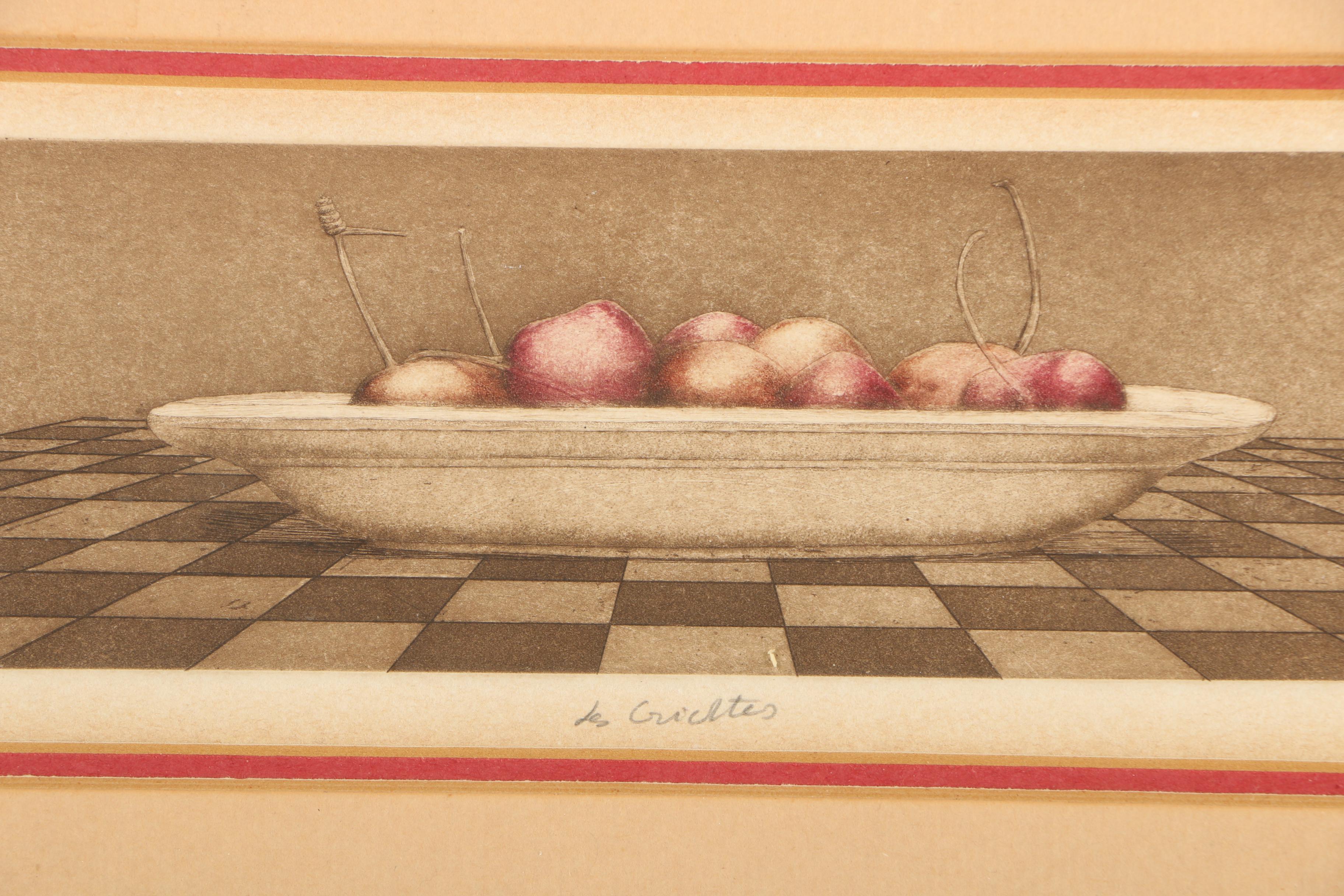 Limited Edition Etchings Featuring Bowl of Cherries