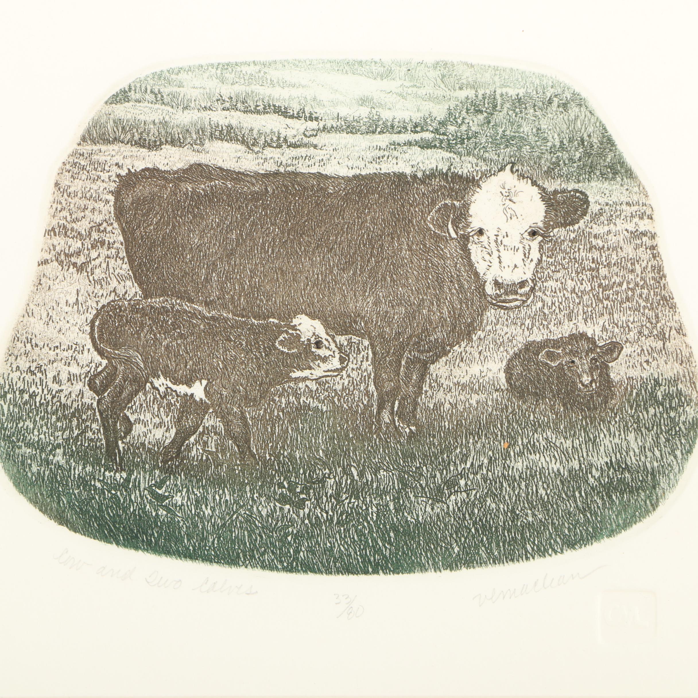 Limited Edition Etchings Featuring Bowl of Cherries