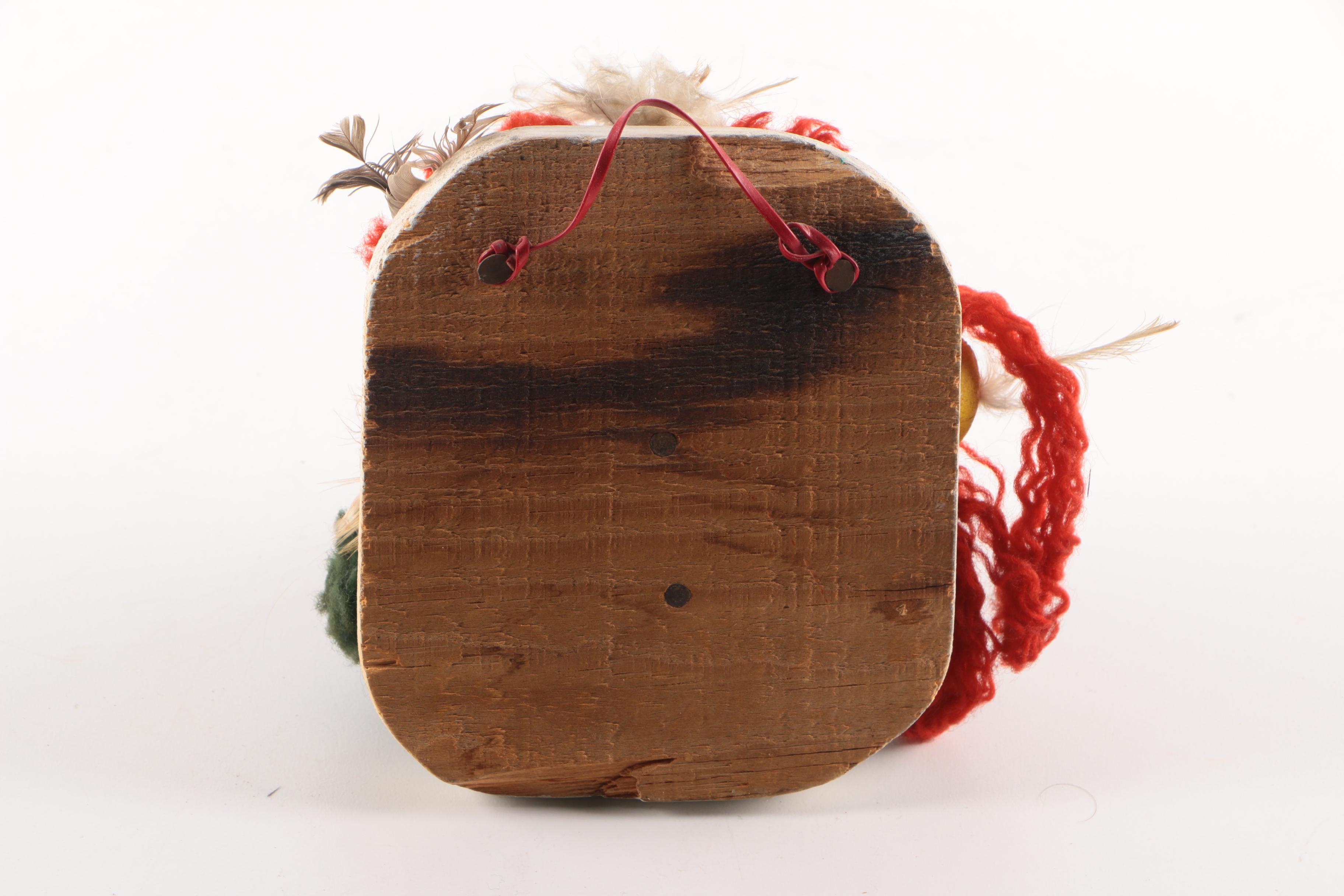 M. Adams Signed Hopi "Hilili" Kachina Doll and Kachina Head Wall Hangings