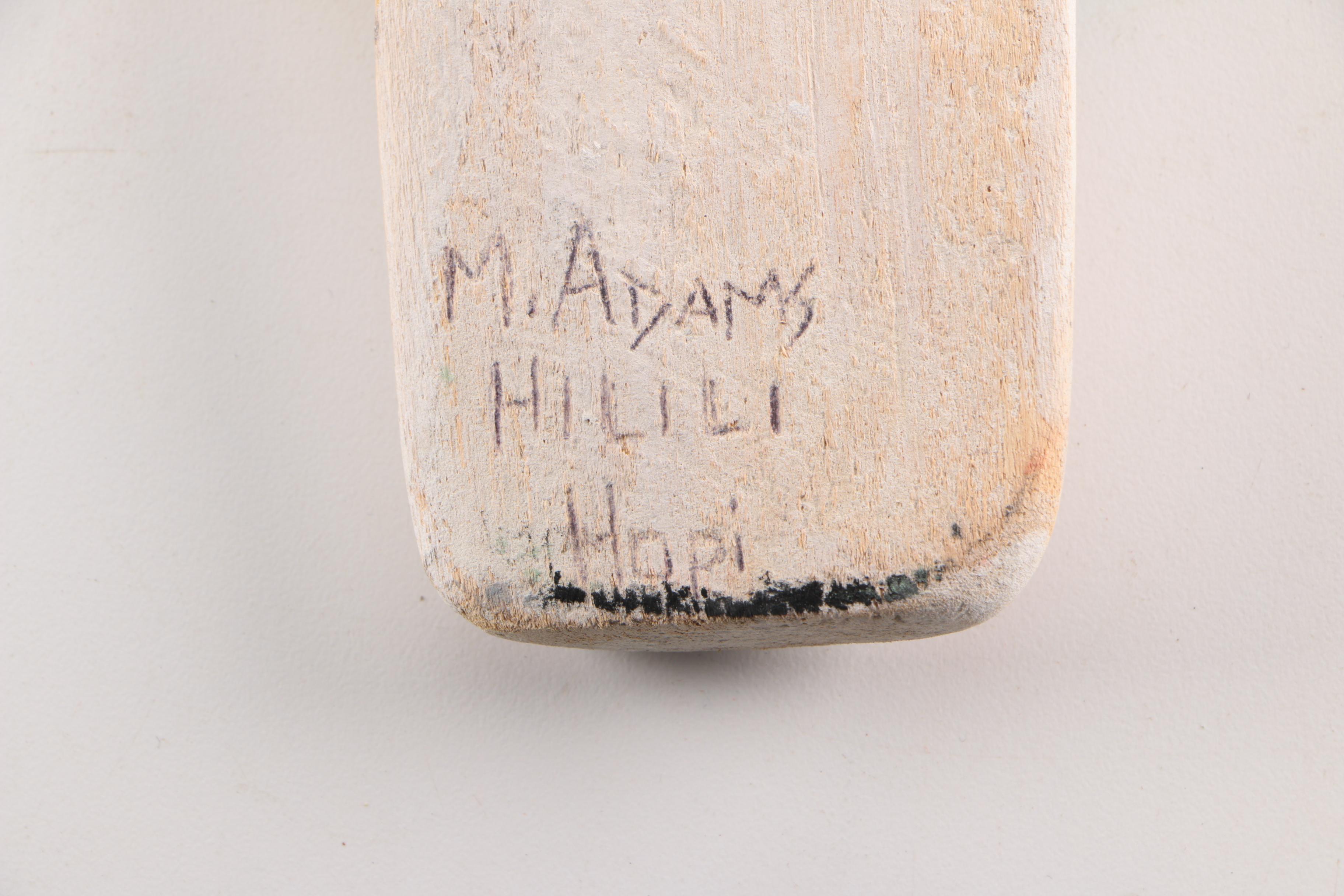M. Adams Signed Hopi "Hilili" Kachina Doll and Kachina Head Wall Hangings