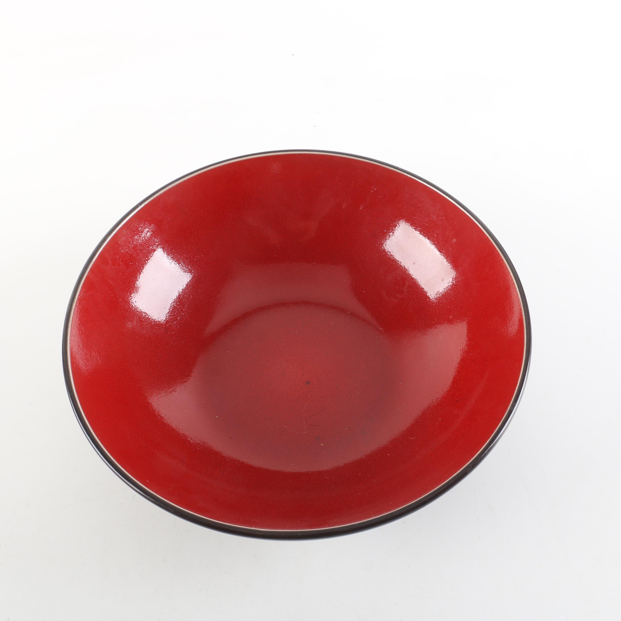 Pier One "Red Reactive" Stoneware Serving Bowl