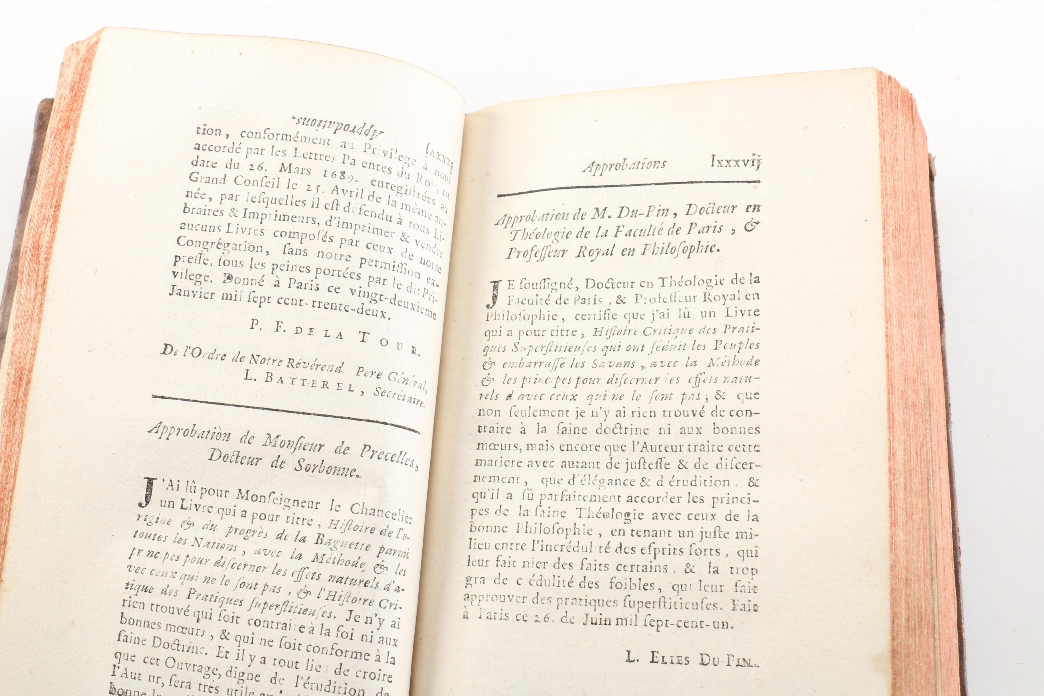 1750 "Histoire Critique des Pratiques Superstitieuses" by Pierre le Brun, v. 1