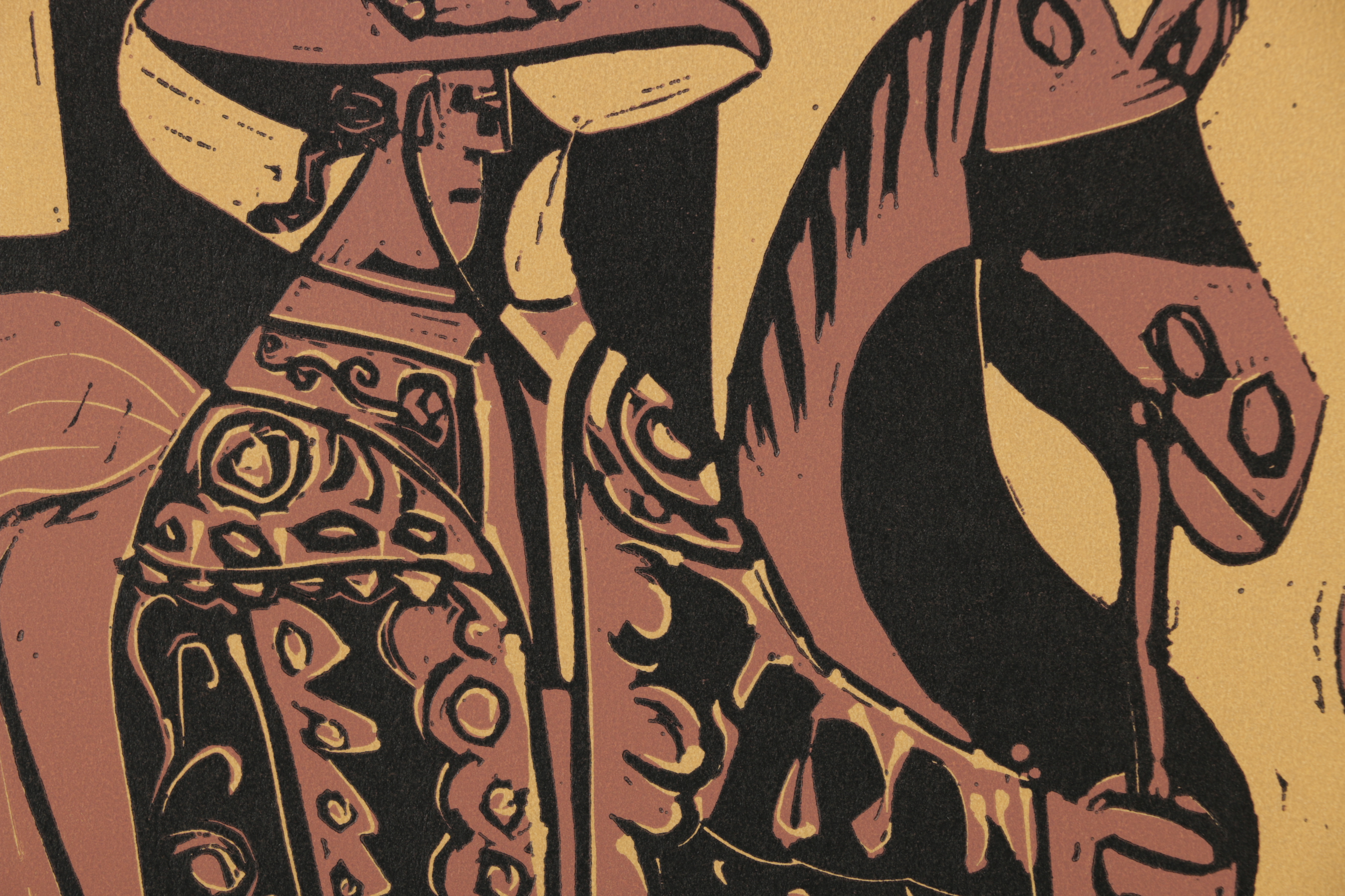 Pablo Picasso Color Linoleum Cut "Picador and Matador"