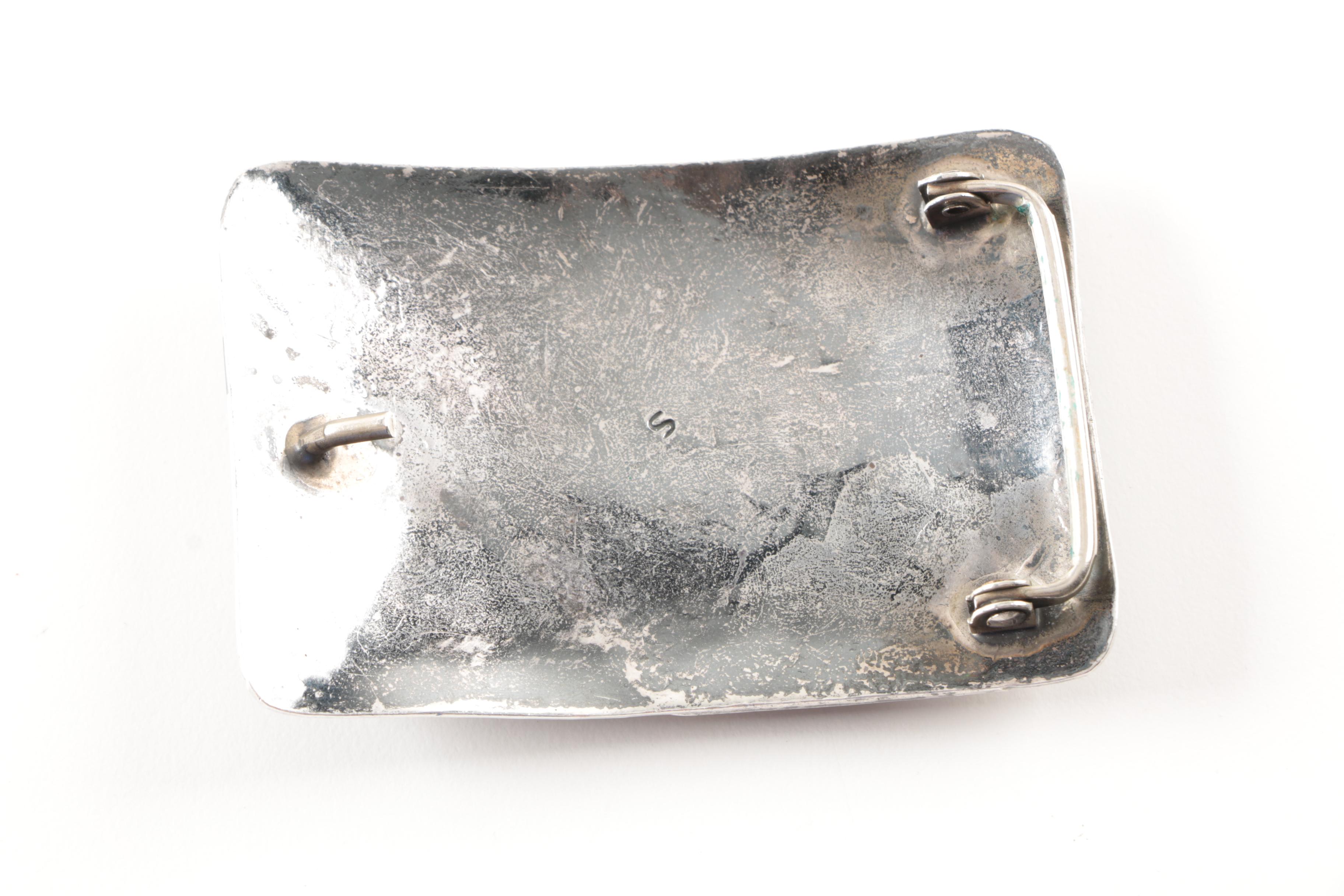 Sterling Silver Coral and Turquoise Inlay Buckles and Costume Bone Necklace