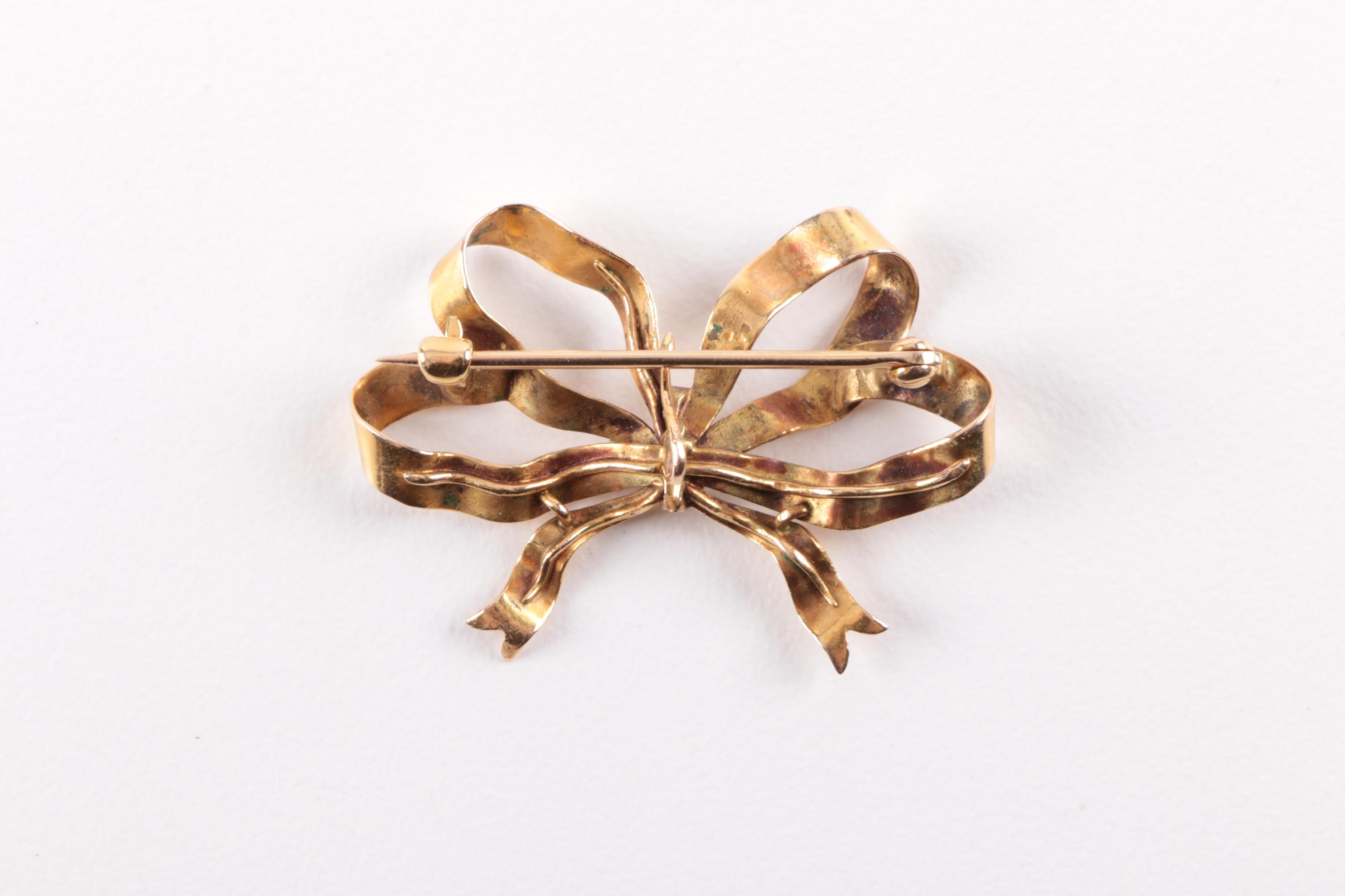 Glass Hat Pin Selection and Bow Brooch