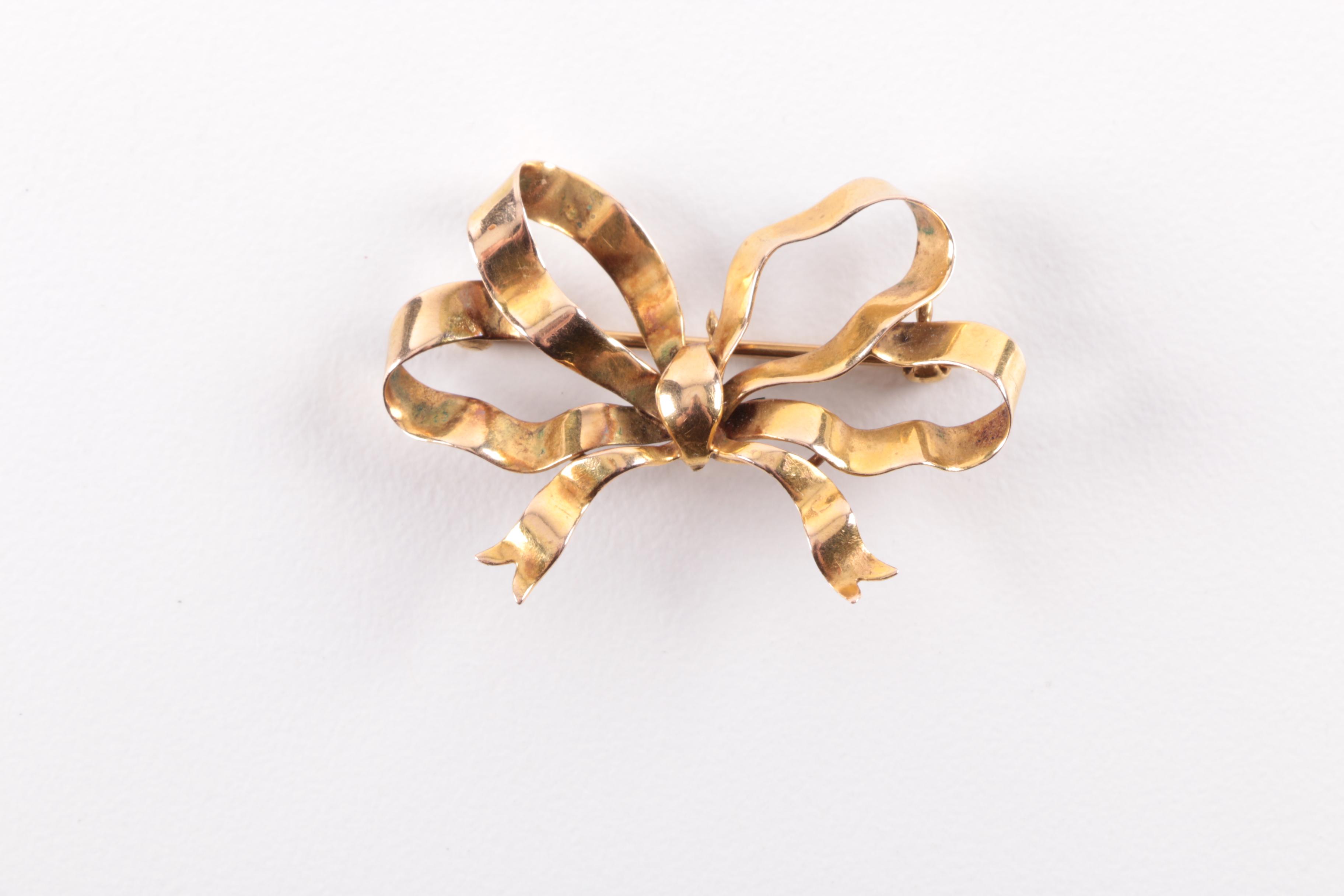 Glass Hat Pin Selection and Bow Brooch