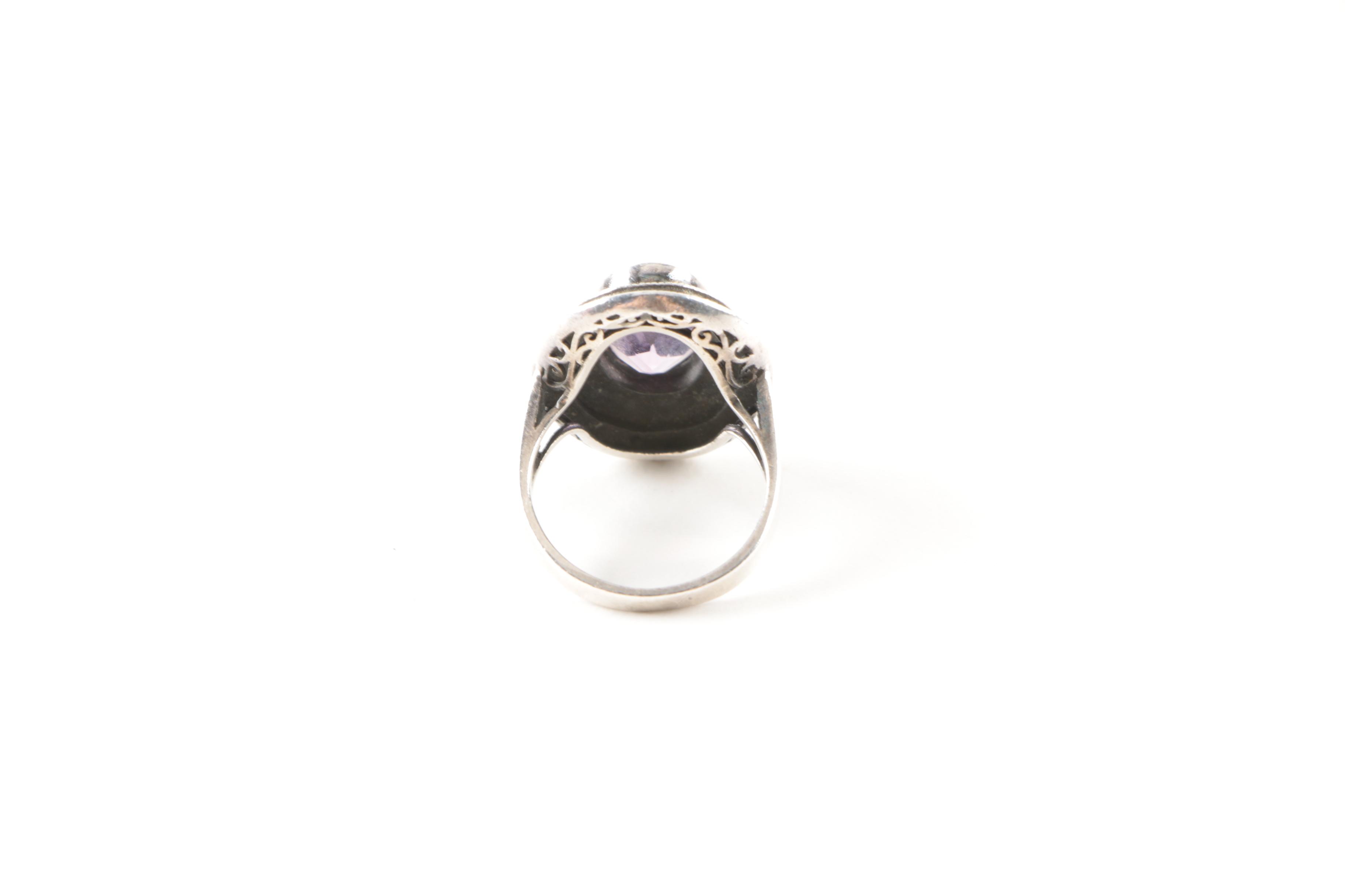 Sterling Silver Amethyst Ring and Earring Set