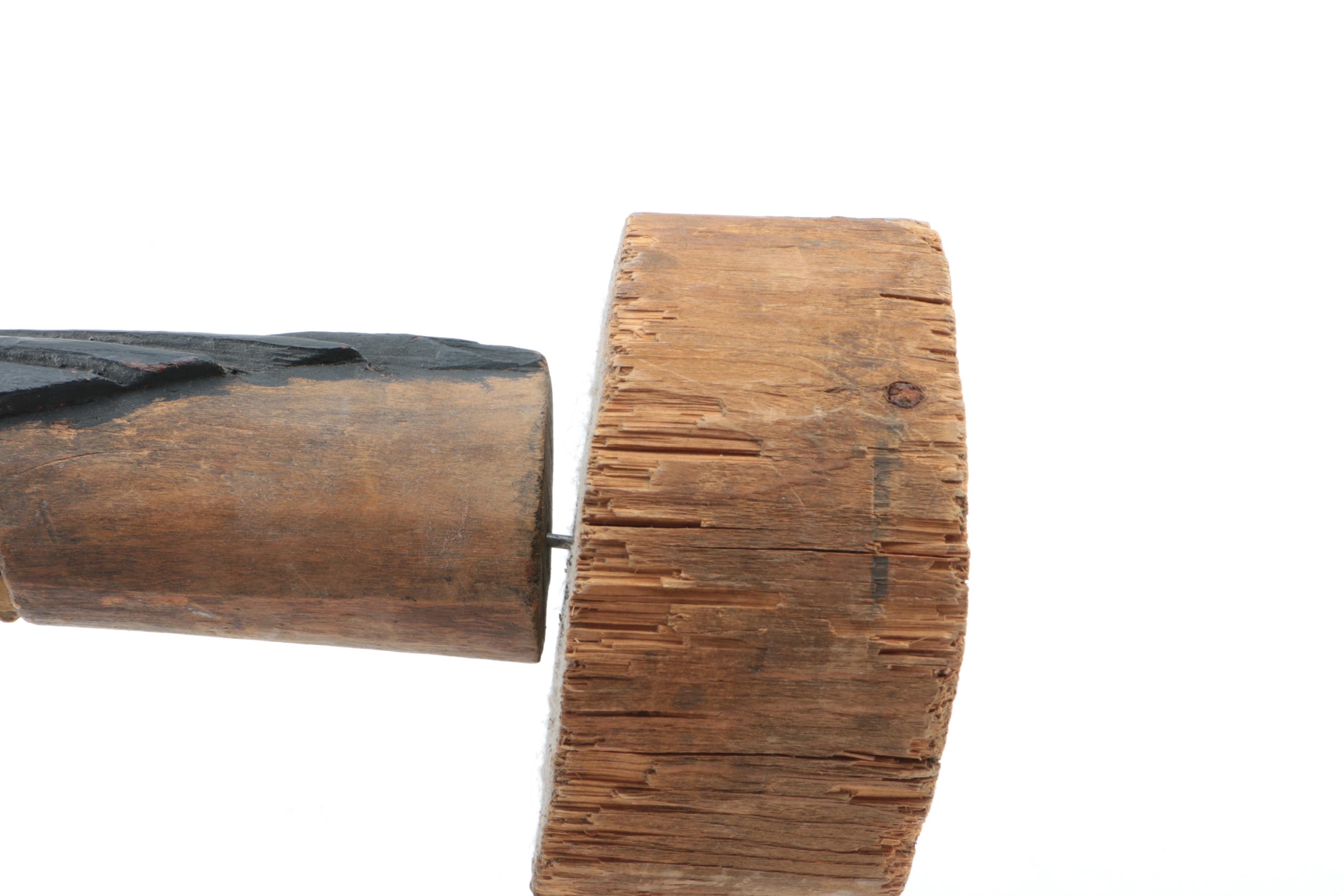 Handmade Pottery Vase and Wooden Vulture Carving