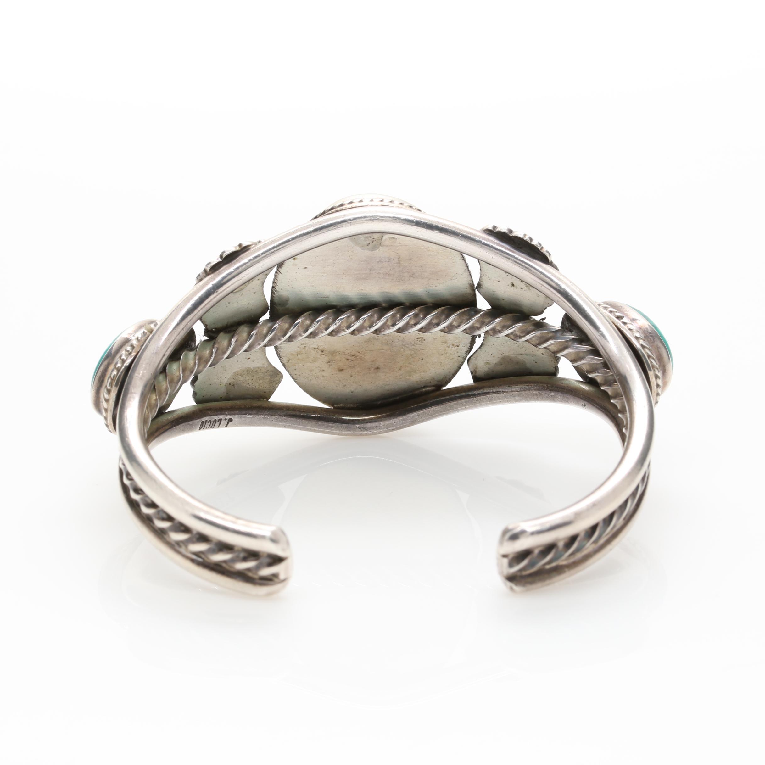 John Lucio Native American Zuni Tribe Sterling Silver Spiny Oyster Cuff