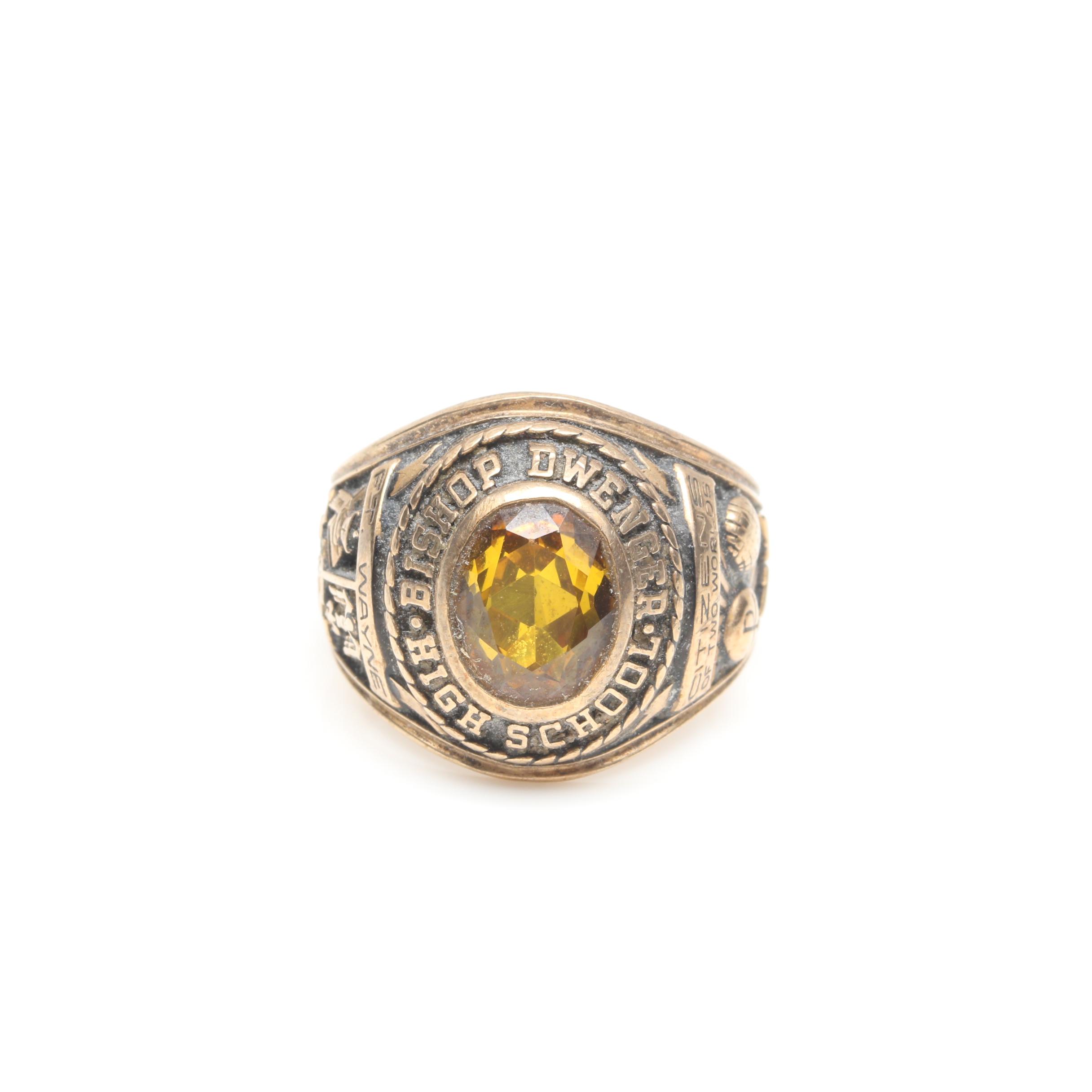10K Yellow Gold Synthetic Yellow Sapphire 1968 Class Ring