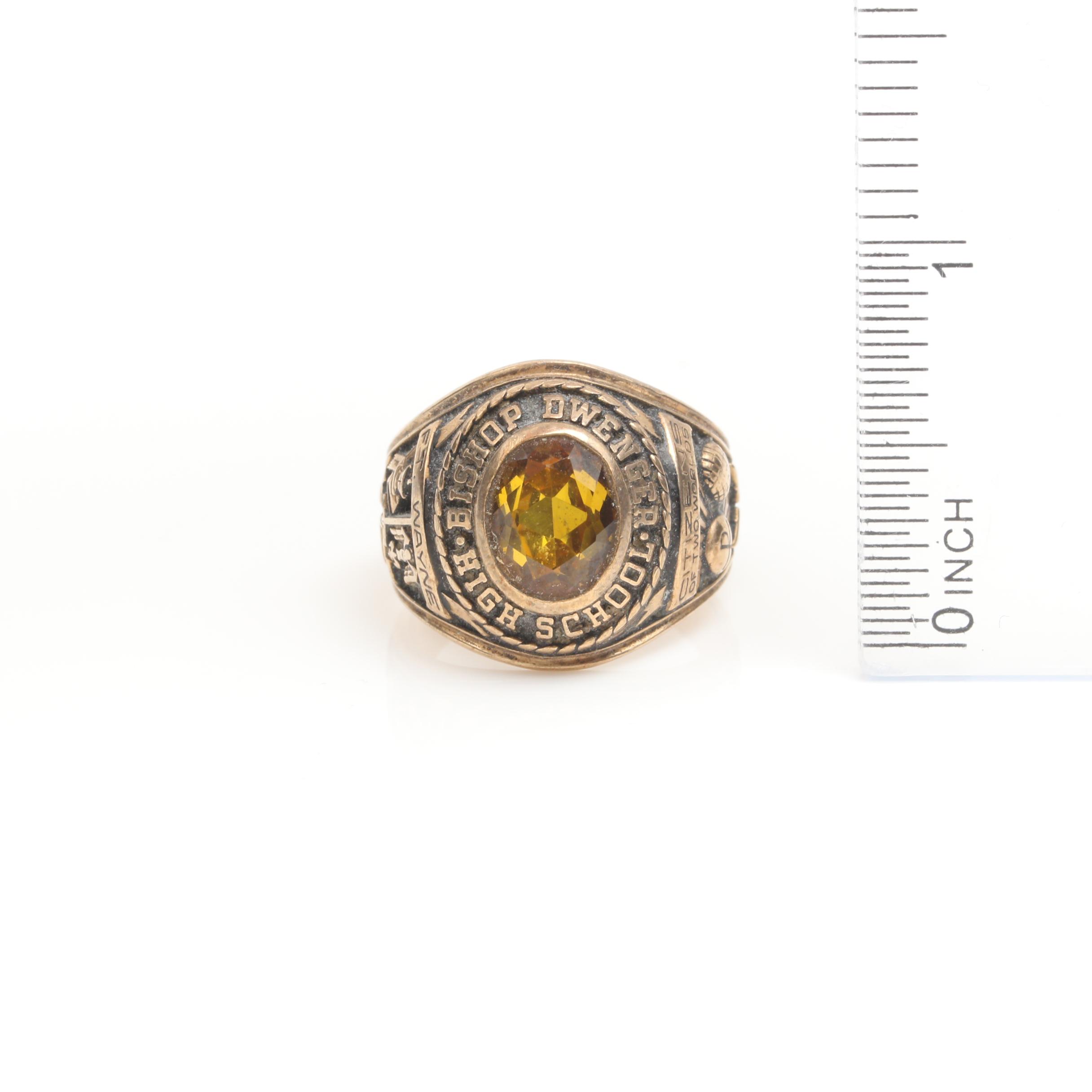 10K Yellow Gold Synthetic Yellow Sapphire 1968 Class Ring