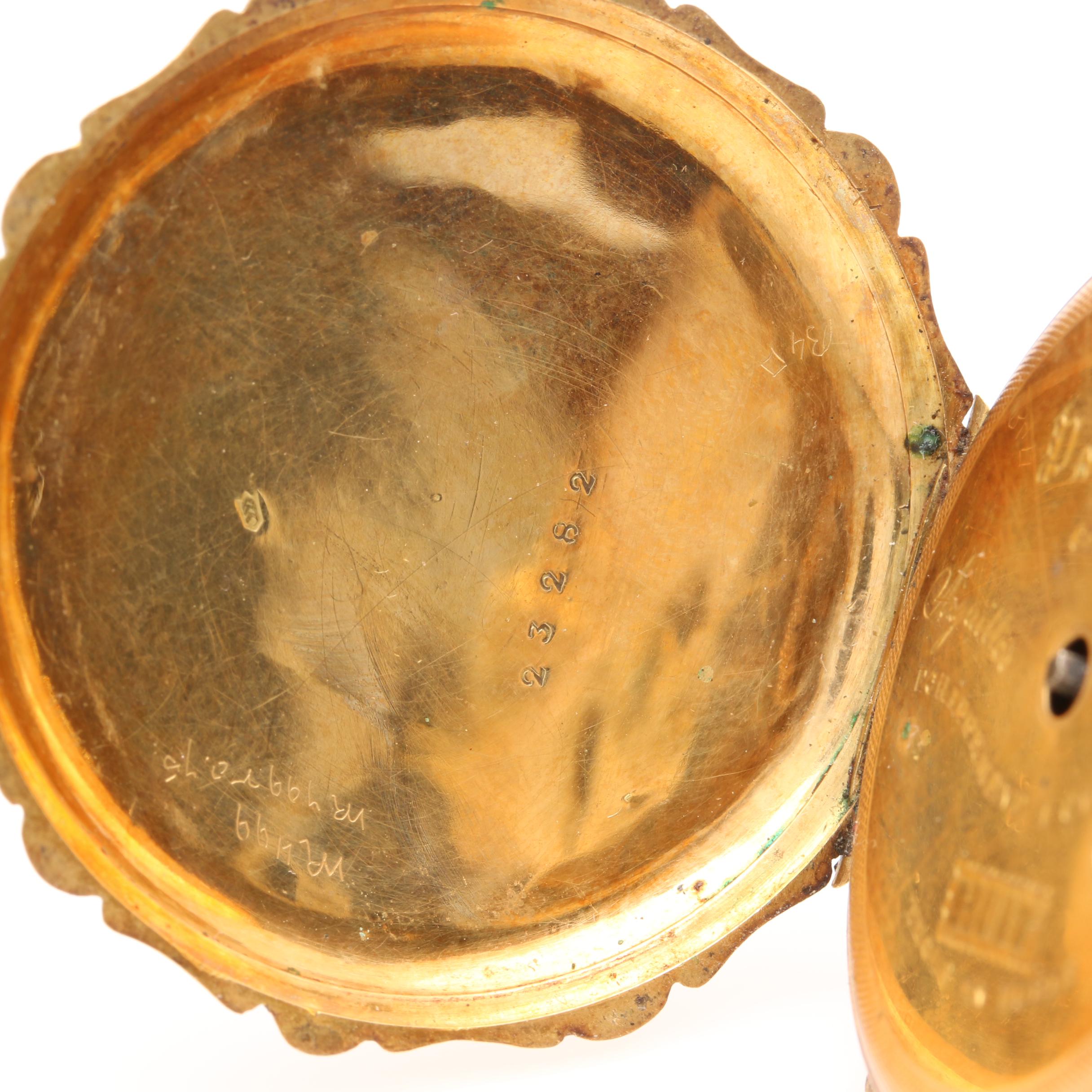 14K Yellow Gold and Enamel Pendant Watch Style Pendant