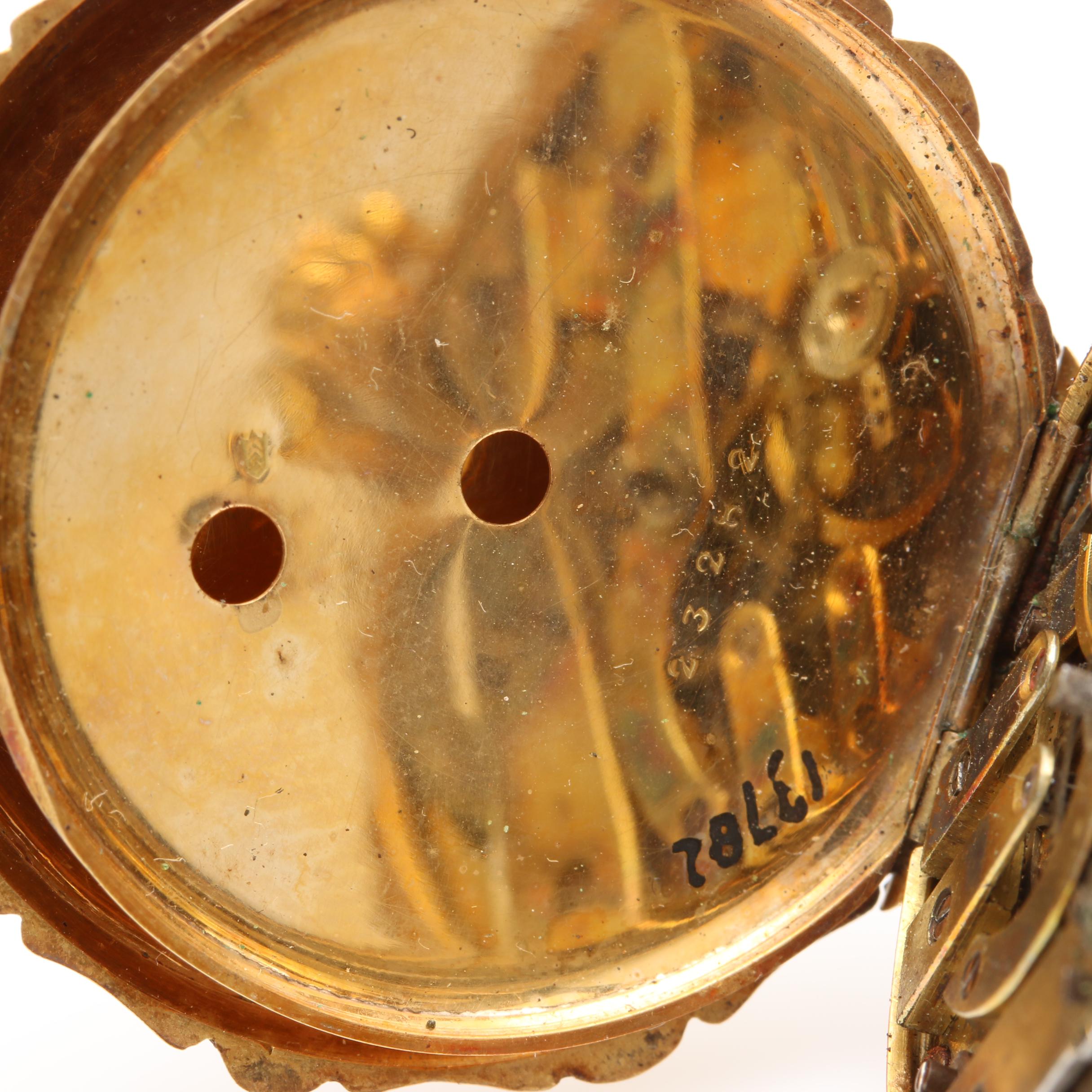 14K Yellow Gold and Enamel Pendant Watch Style Pendant