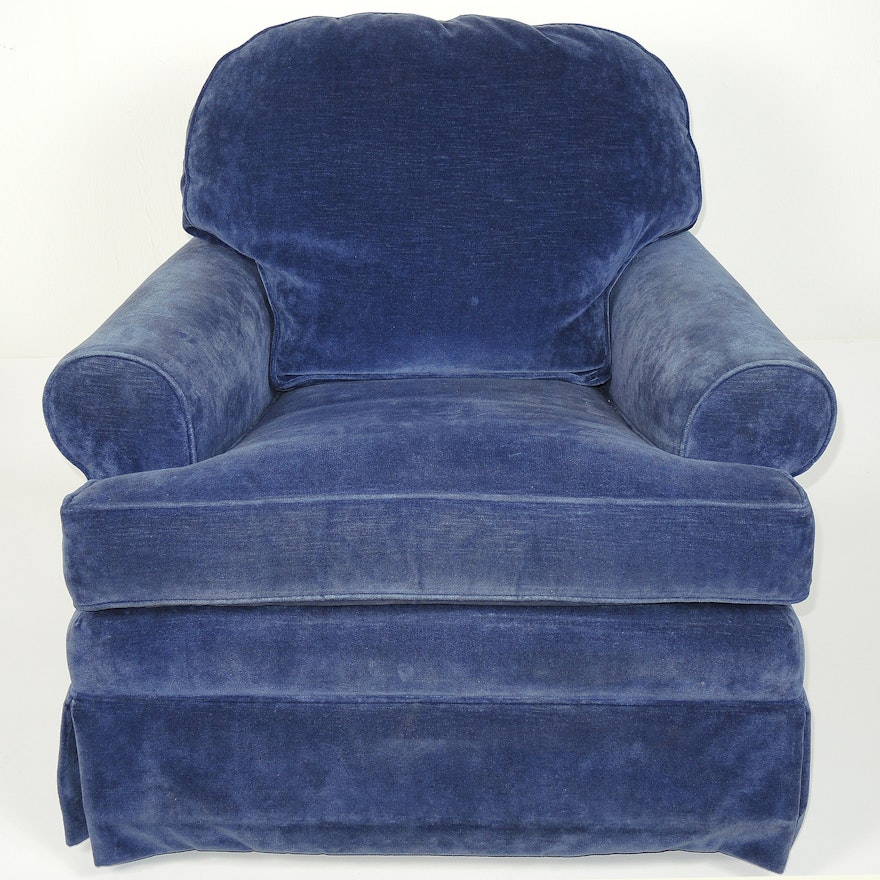 Ethan Allen Blue Swivel Rocker