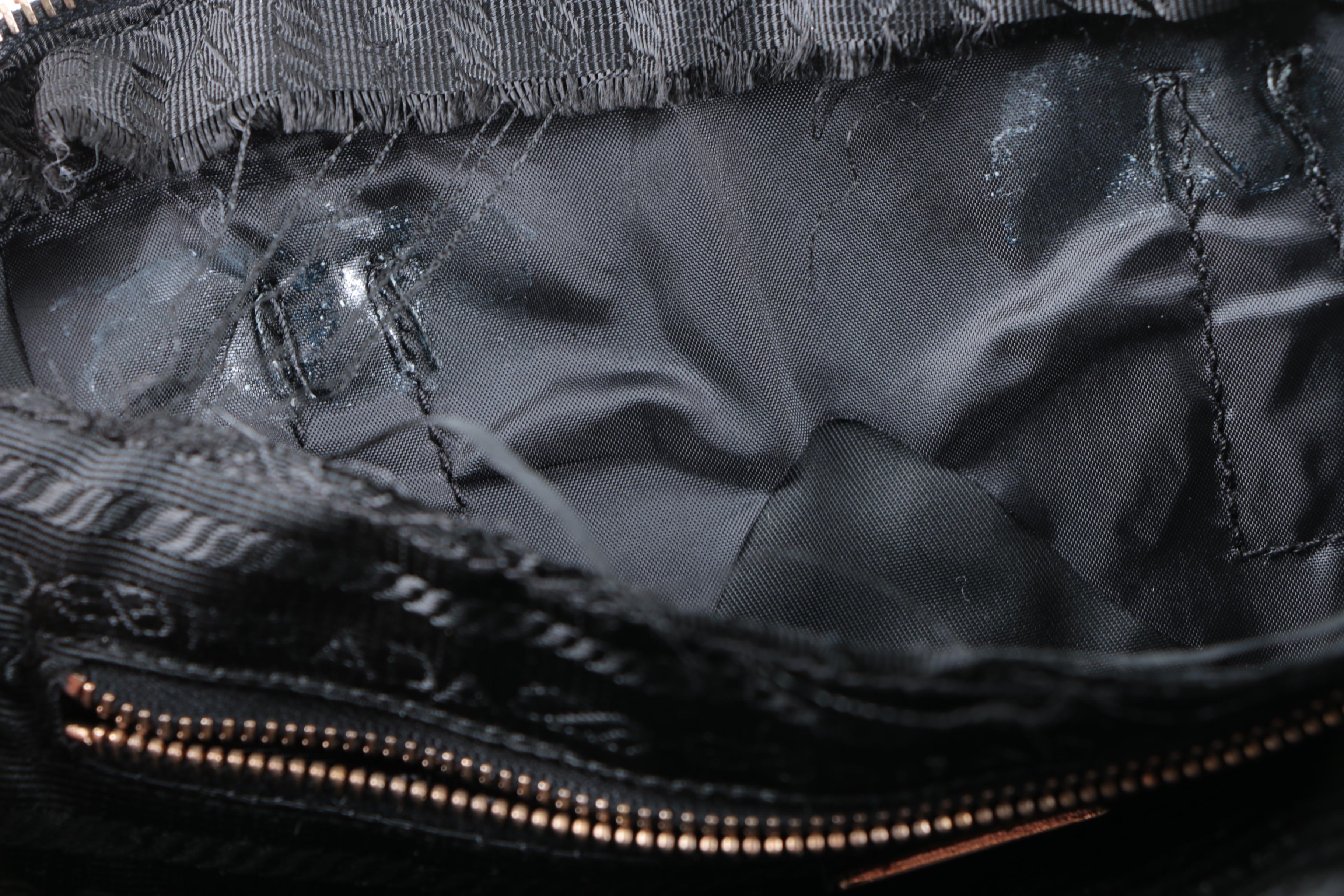 Prada Black Leather and Gold Tone Grommet Bauletto Bag