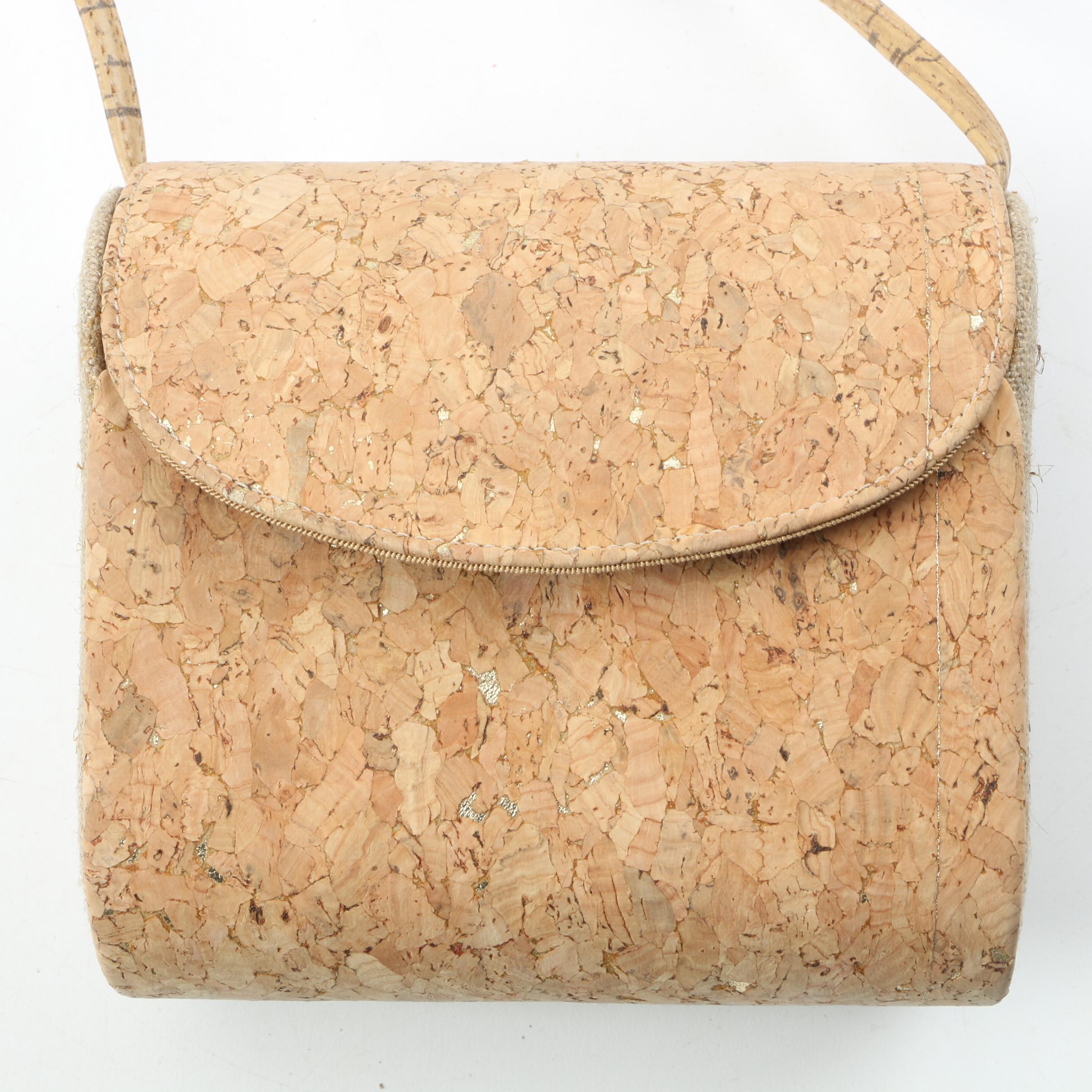 Vintage Cork and Woven Straw Handbags Including Stuart Weitzman and Victor Costa