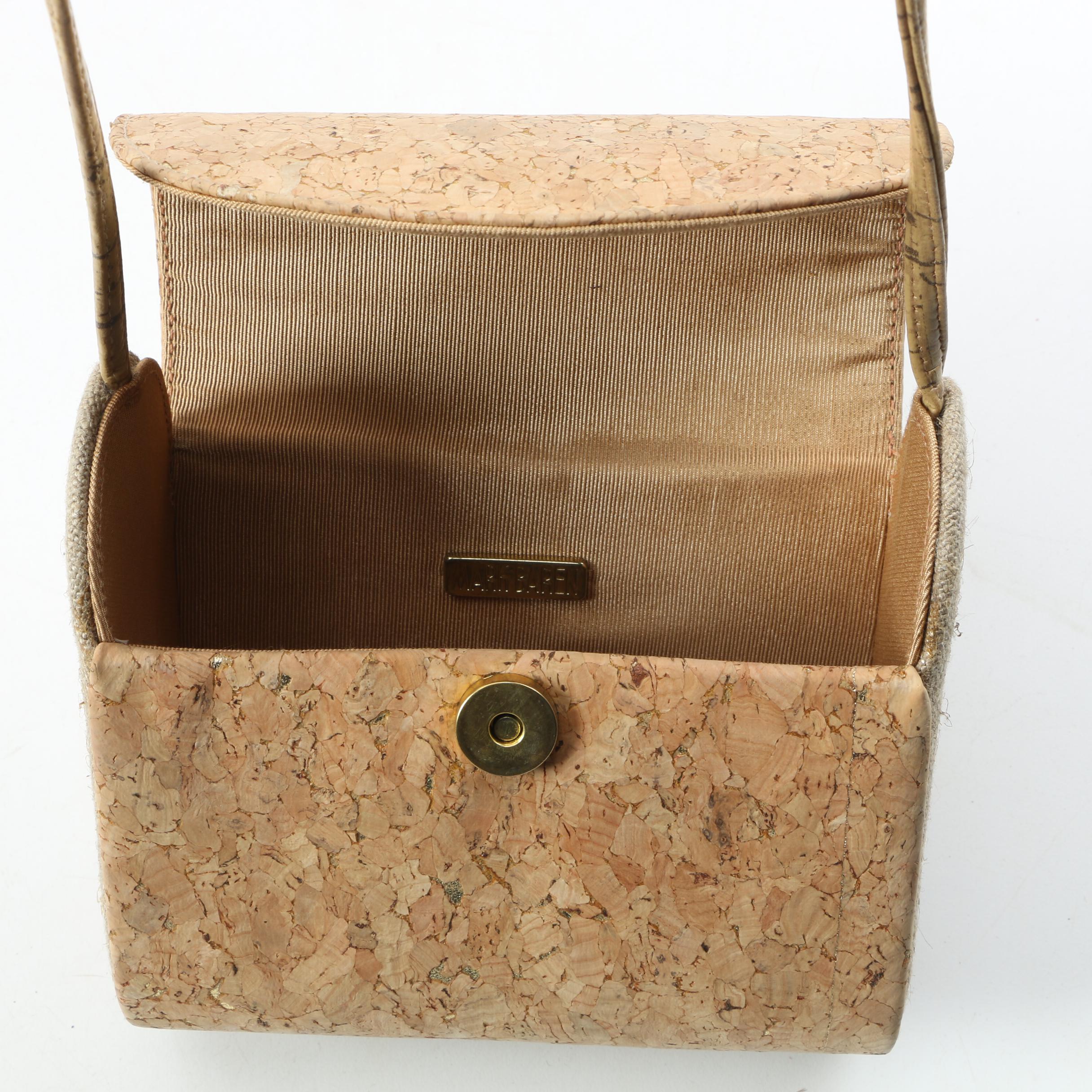 Vintage Cork and Woven Straw Handbags Including Stuart Weitzman and Victor Costa