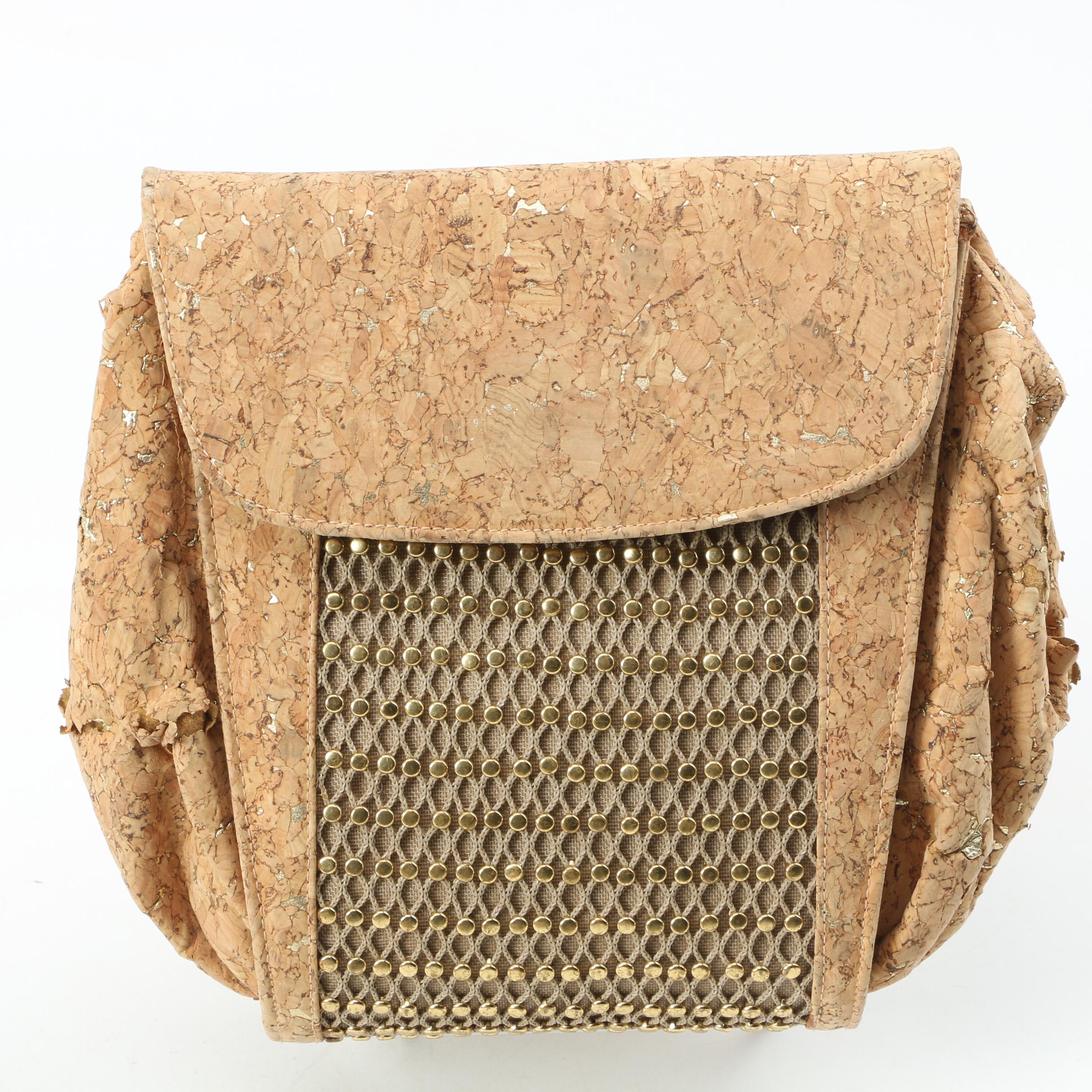 Vintage Cork and Woven Straw Handbags Including Stuart Weitzman and Victor Costa