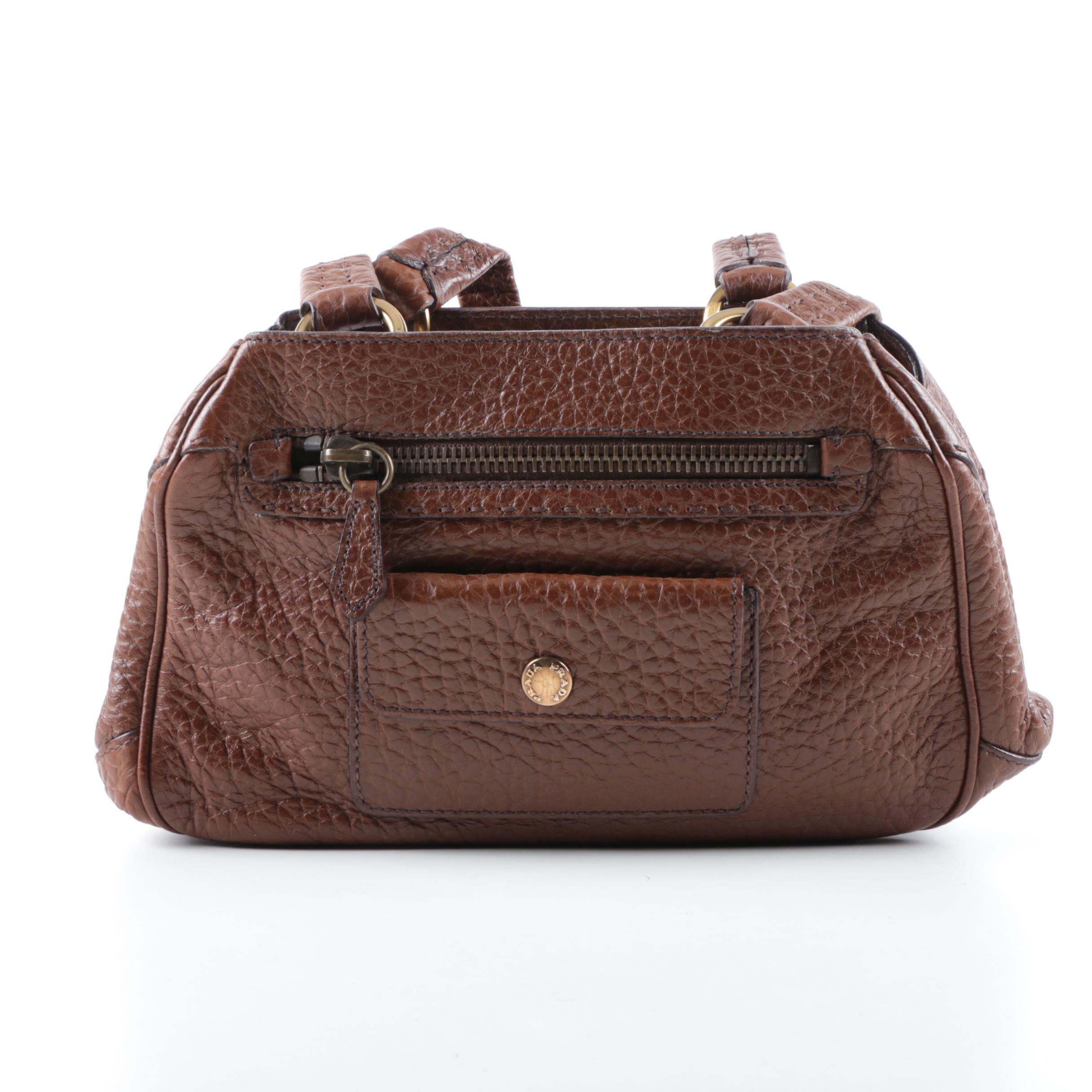 Prada Berlino Pebbled Leather Shoulder Bag