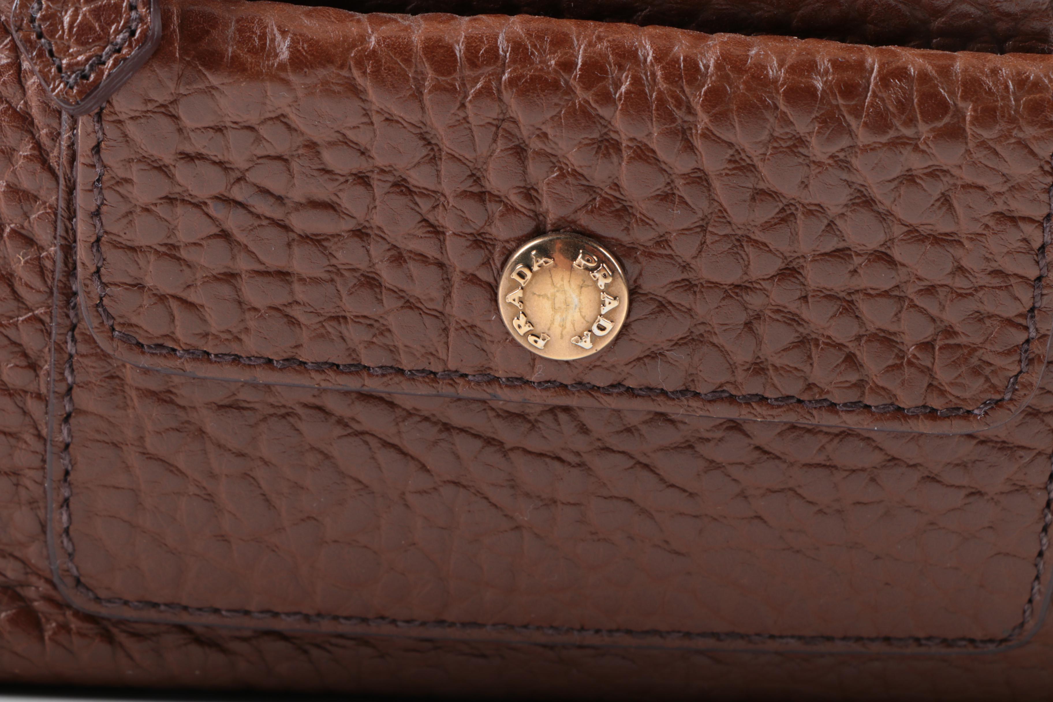 Prada Berlino Pebbled Leather Shoulder Bag