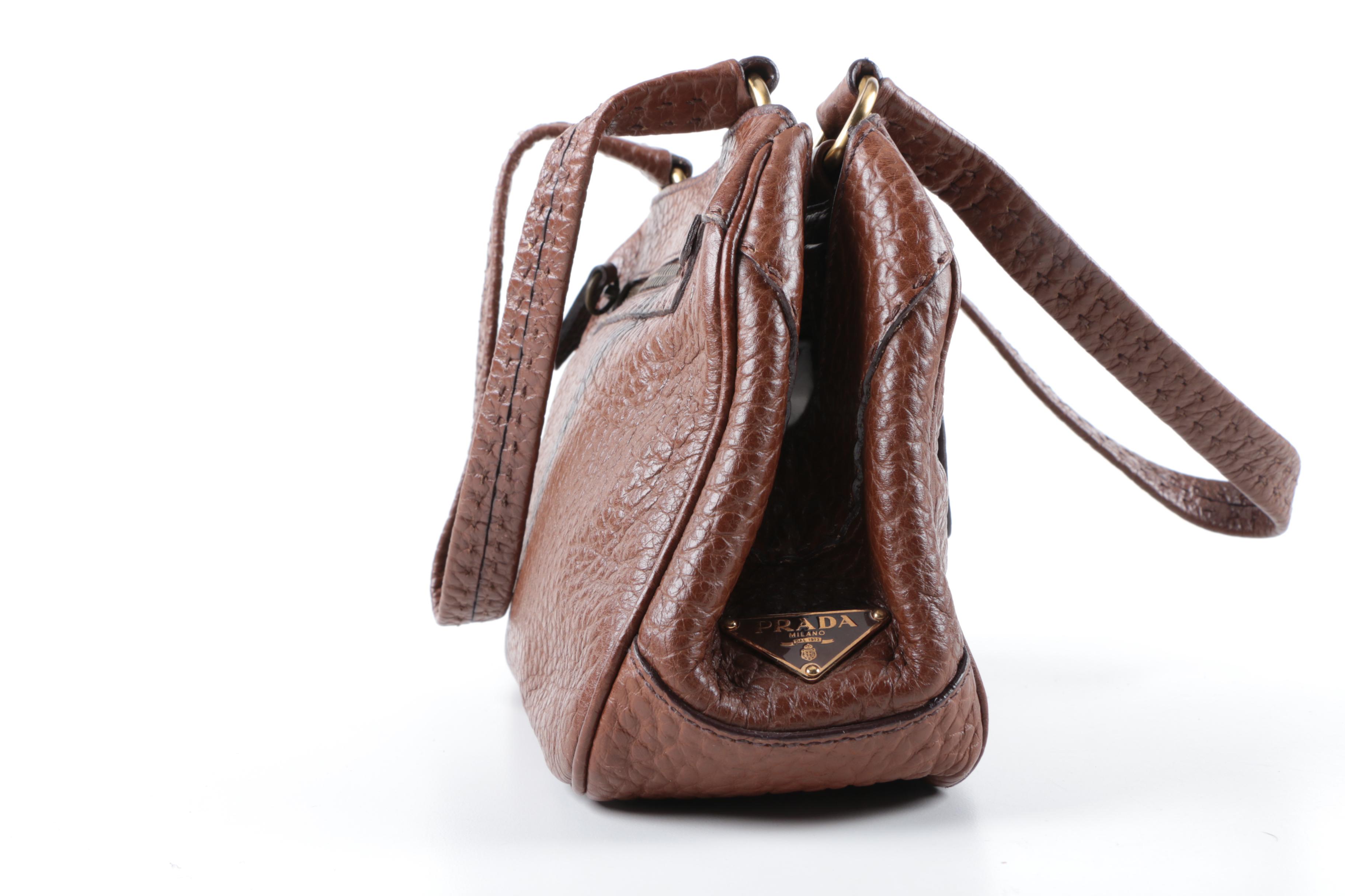 Prada Berlino Pebbled Leather Shoulder Bag