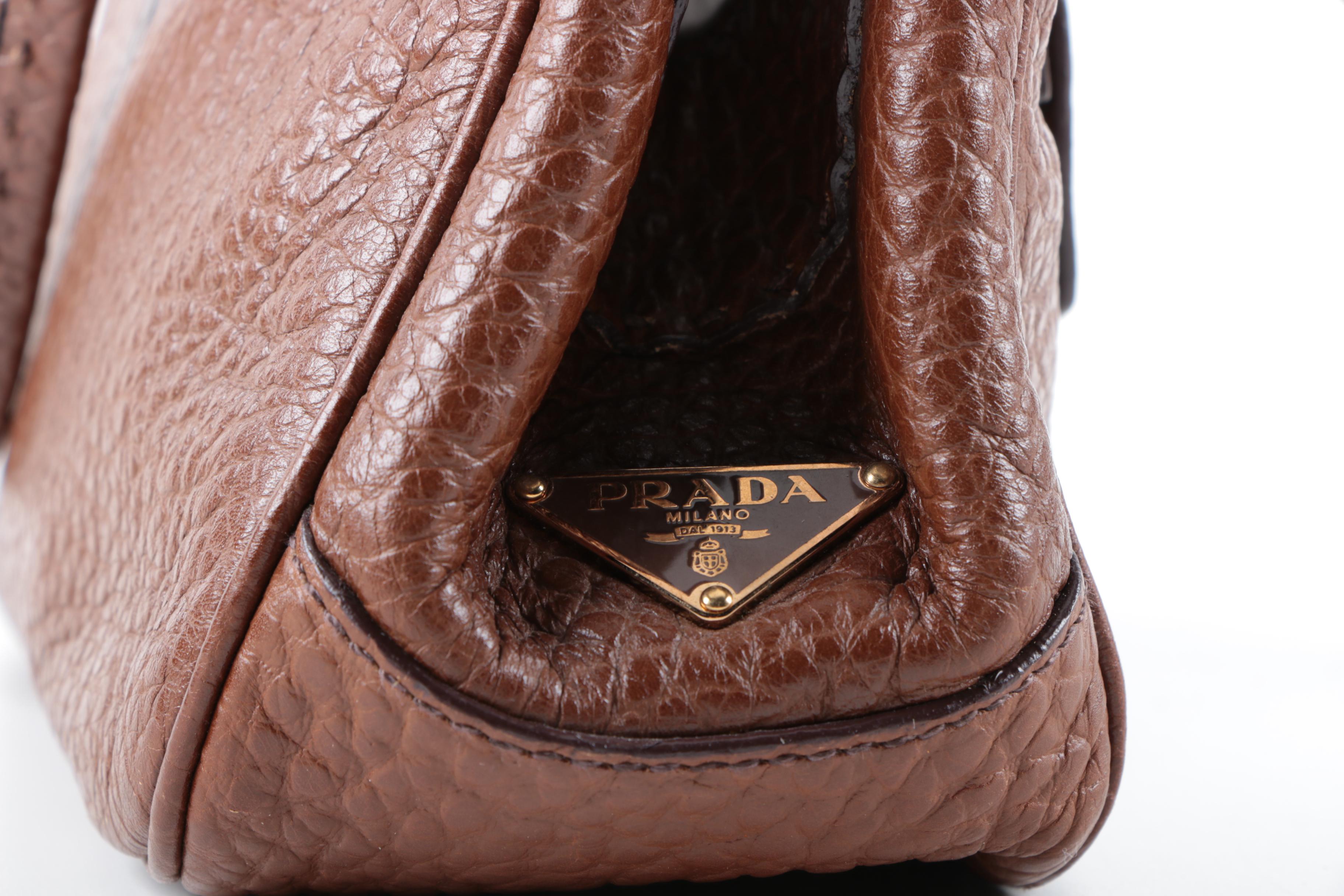 Prada Berlino Pebbled Leather Shoulder Bag