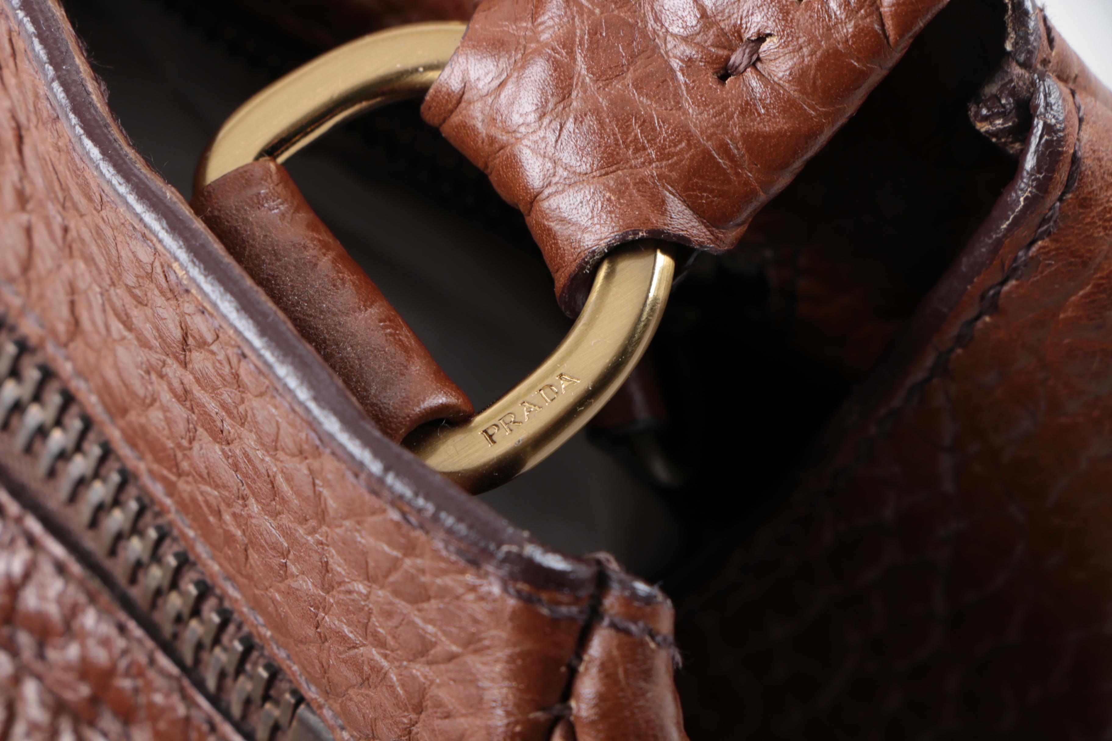 Prada Berlino Pebbled Leather Shoulder Bag