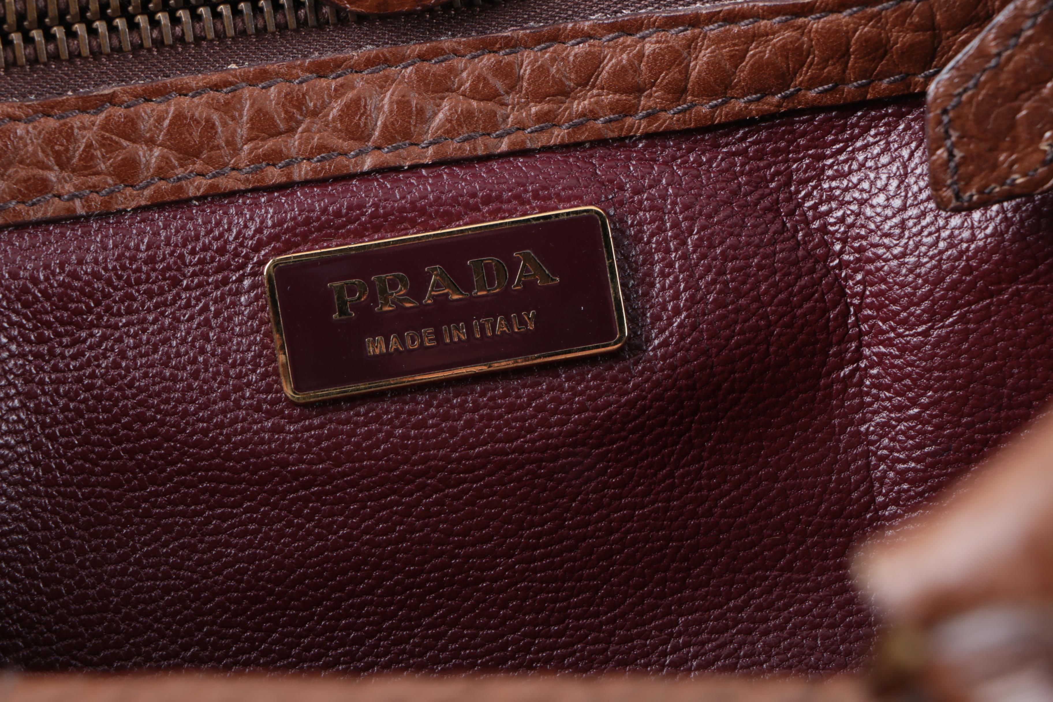 Prada Berlino Pebbled Leather Shoulder Bag