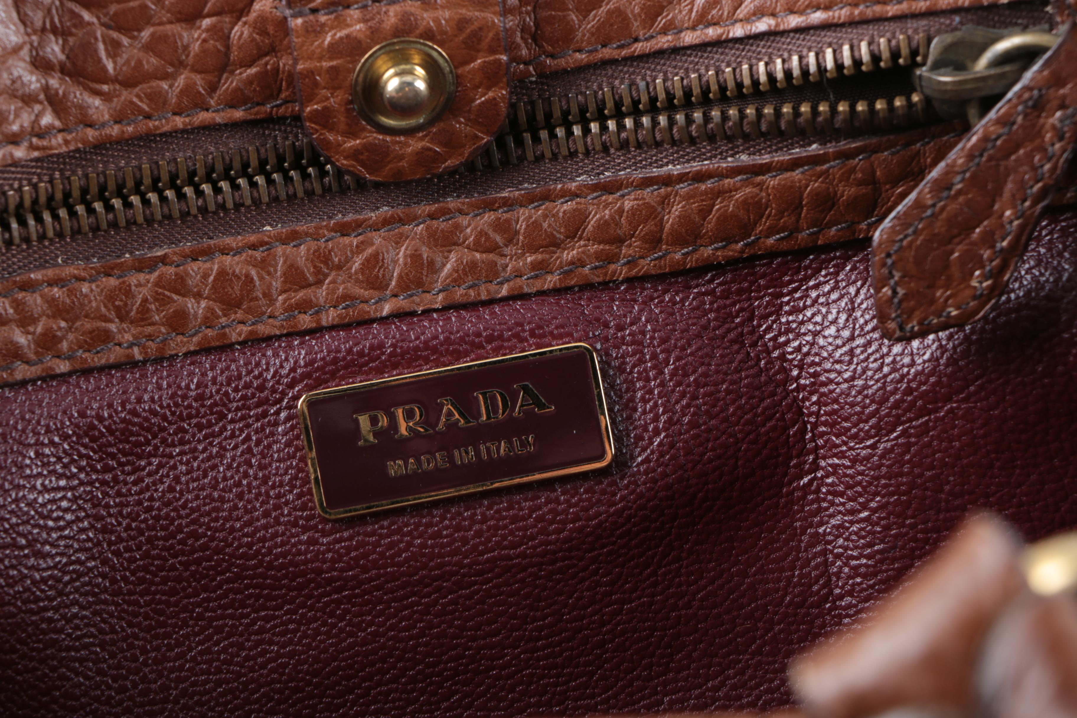 Prada Berlino Pebbled Leather Shoulder Bag