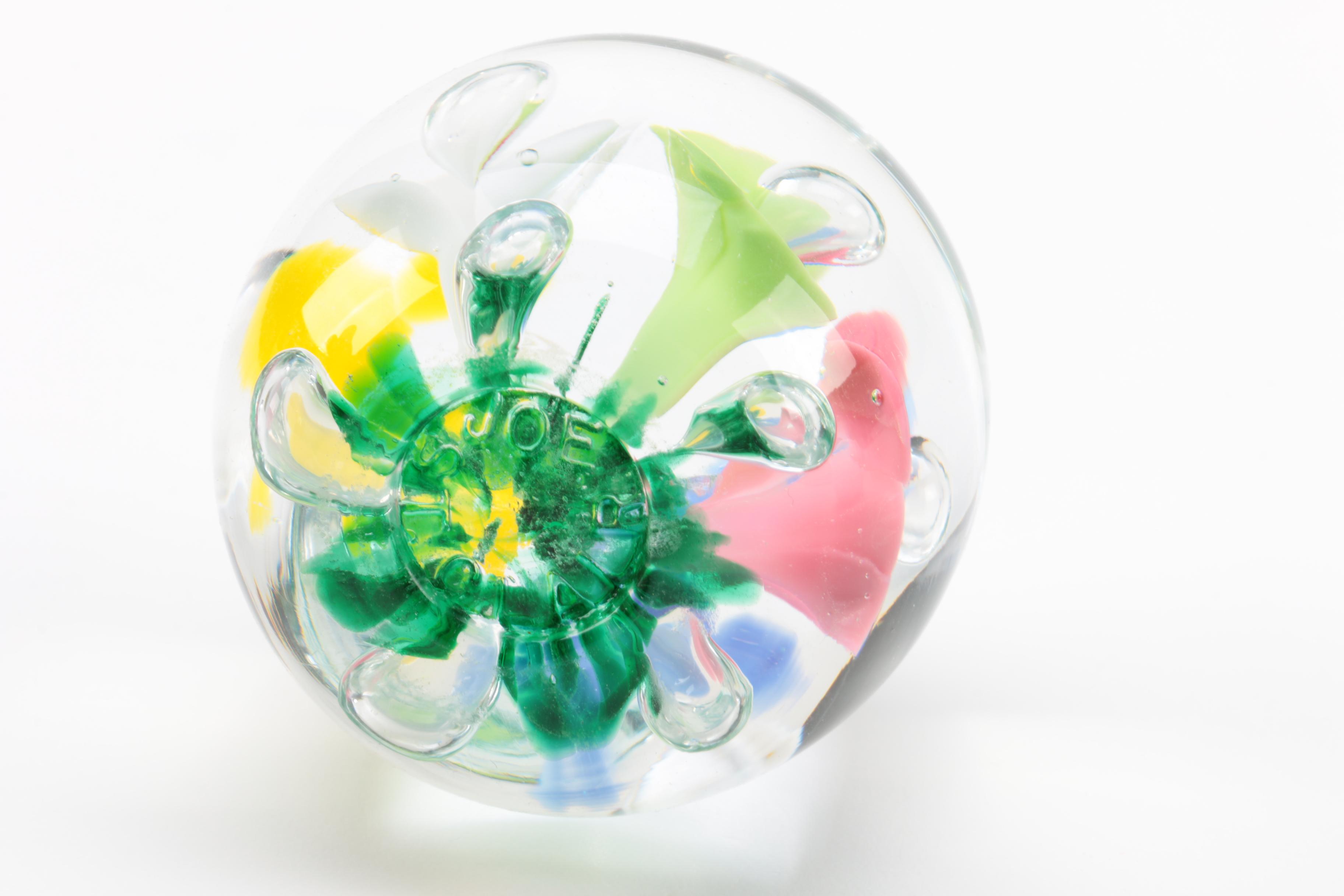 Art Glass Paperweights Featuring Joe St. Clair and Joe Rice