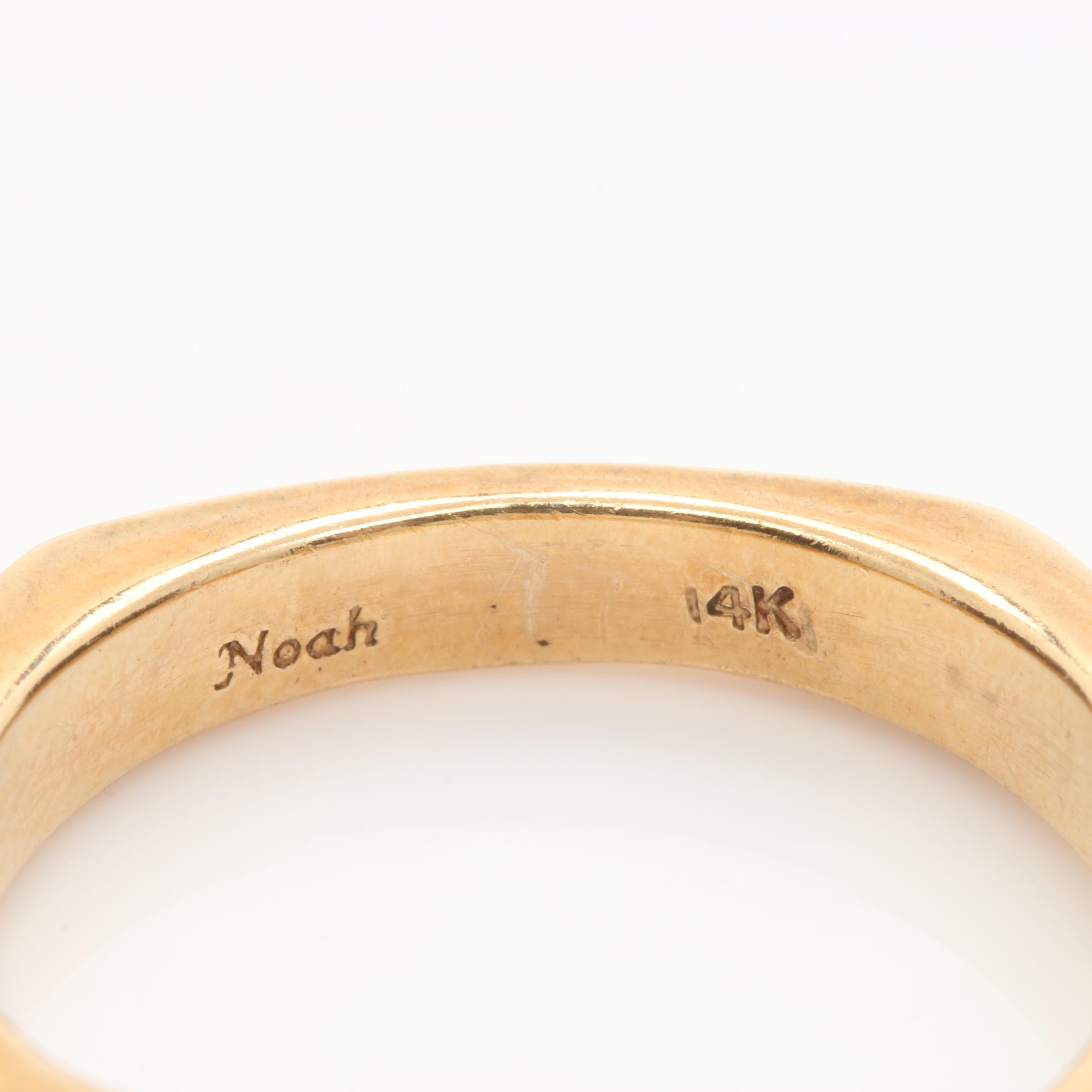 14K Yellow Gold Gemstone Inlay Band