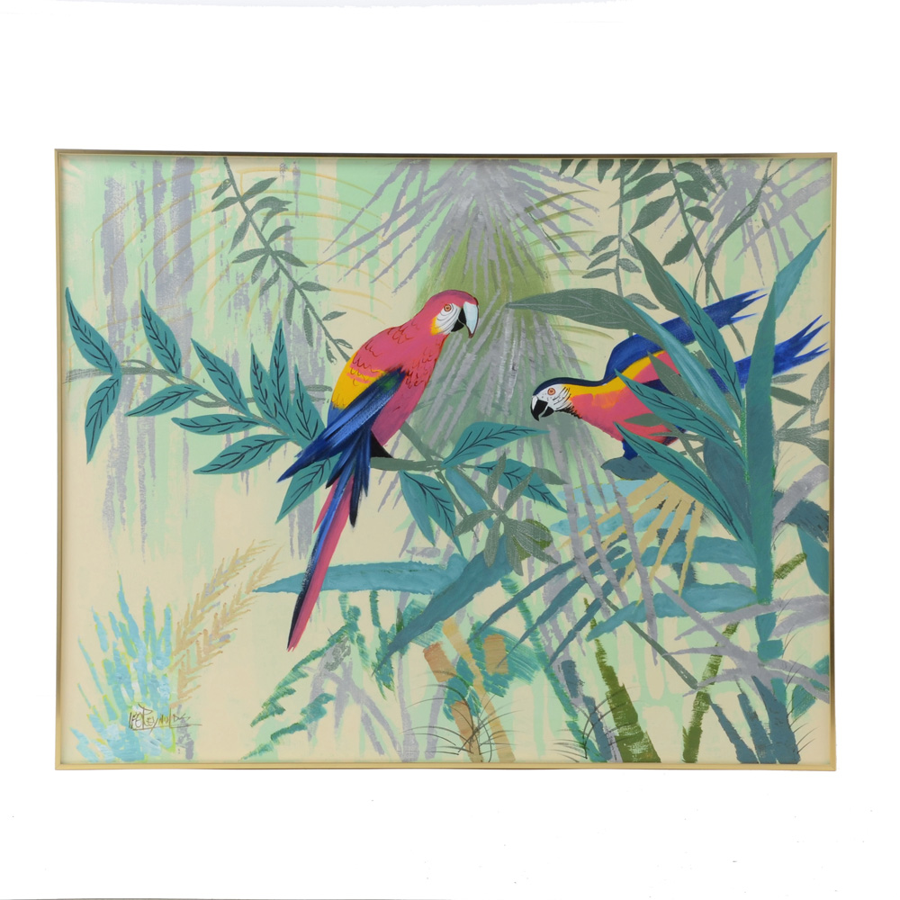 Lee Reynolds Acrylic Painting of Tropical Birds