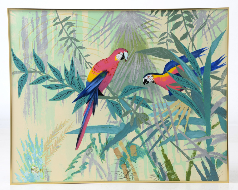 Lee Reynolds Acrylic Painting of Tropical Birds