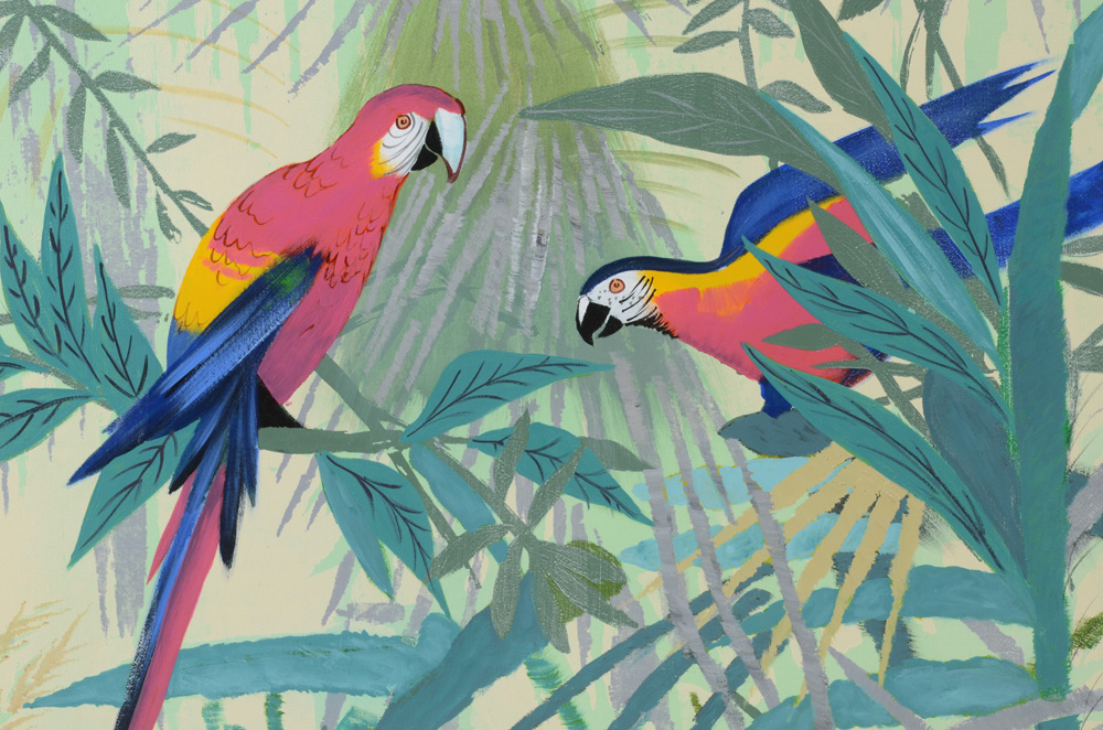 Lee Reynolds Acrylic Painting of Tropical Birds