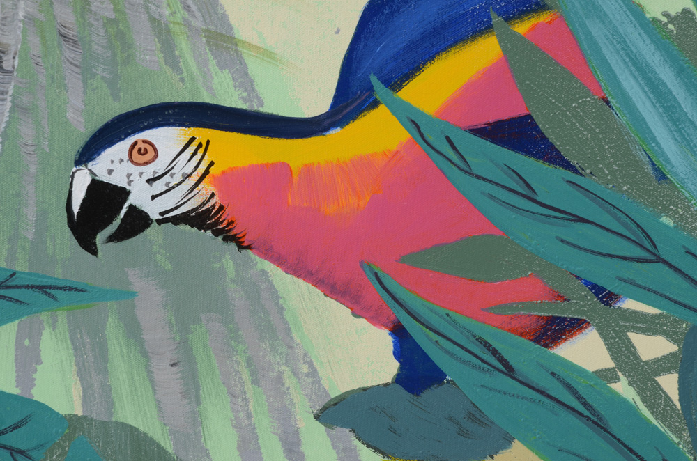Lee Reynolds Acrylic Painting of Tropical Birds