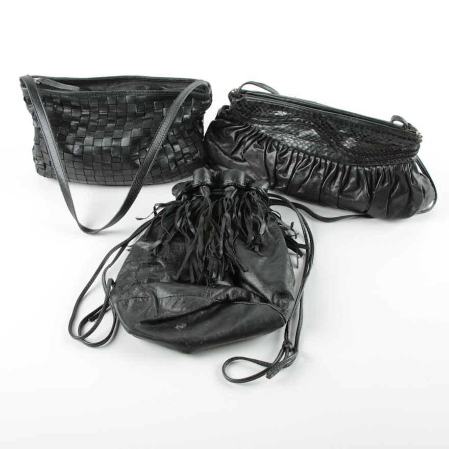 Black Leather and Snakeskin Handbags Including Desmo