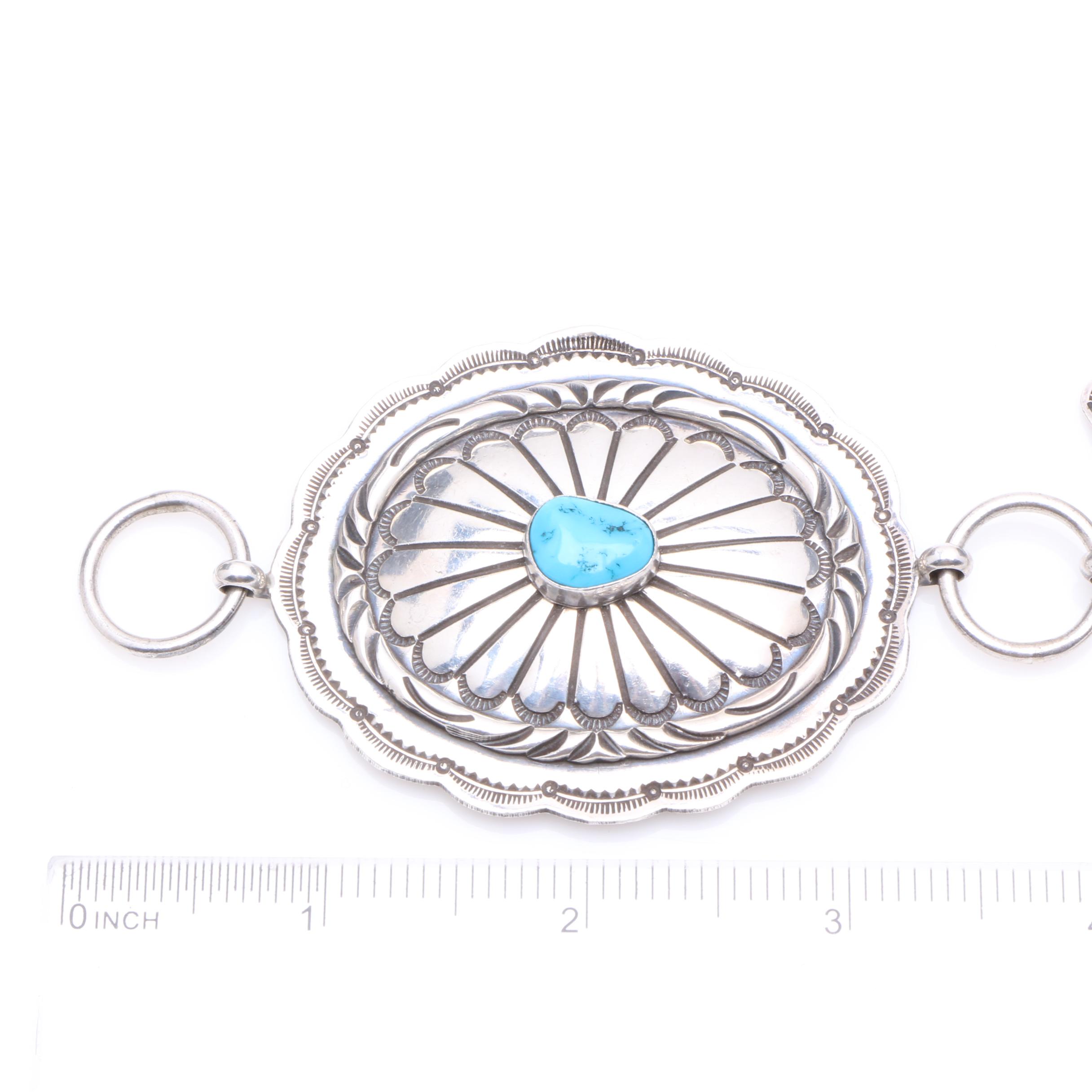 Sterling Silver and Turquoise Southwestern Style Belt