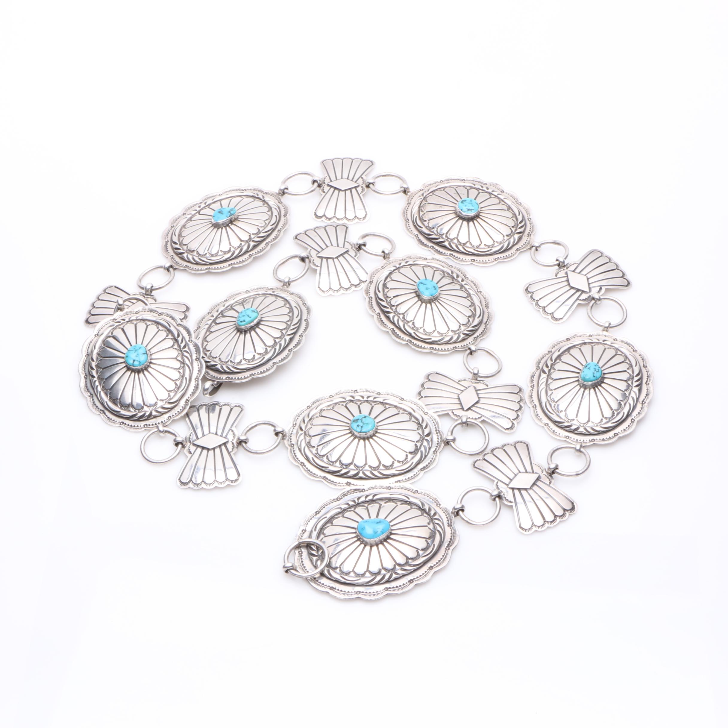 Sterling Silver and Turquoise Southwestern Style Belt