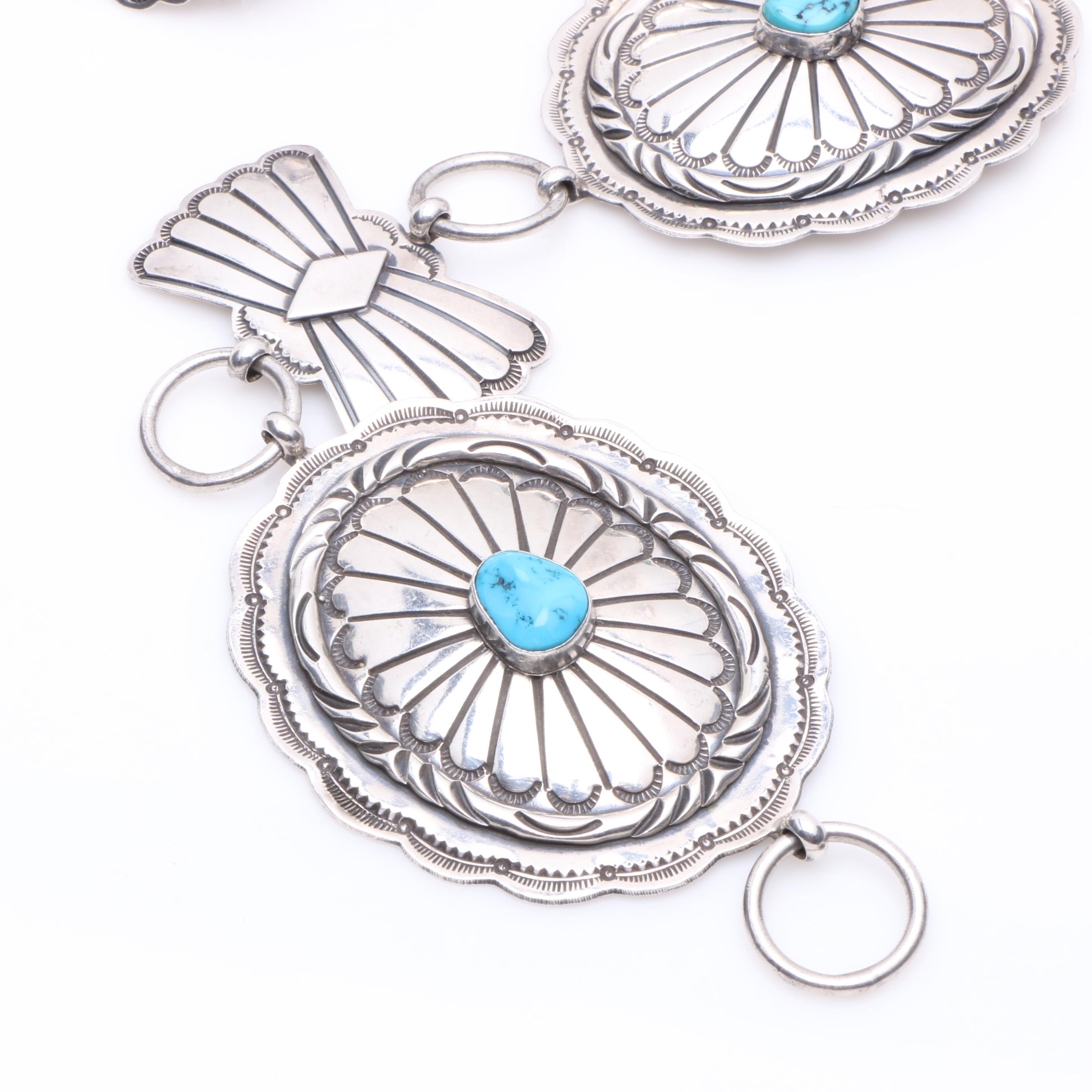 Sterling Silver and Turquoise Southwestern Style Belt