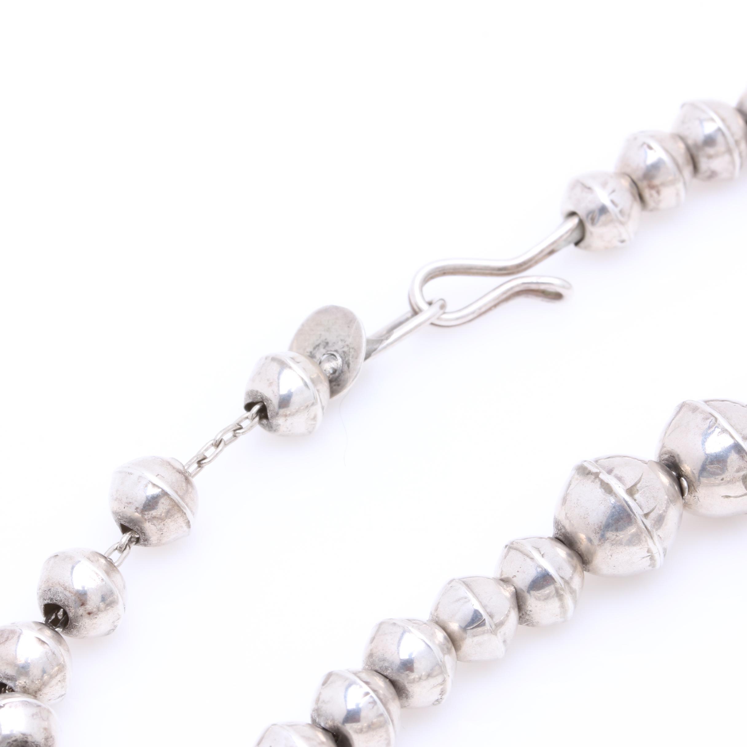 Sterling Silver Graduating Beaded Necklace