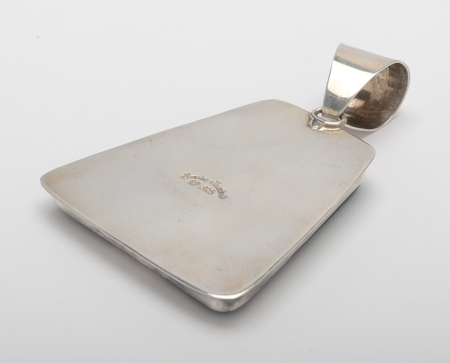 Ellouise Padilla Kiwa Sterling Silver Inlaid Onyx and Jasper Pendant