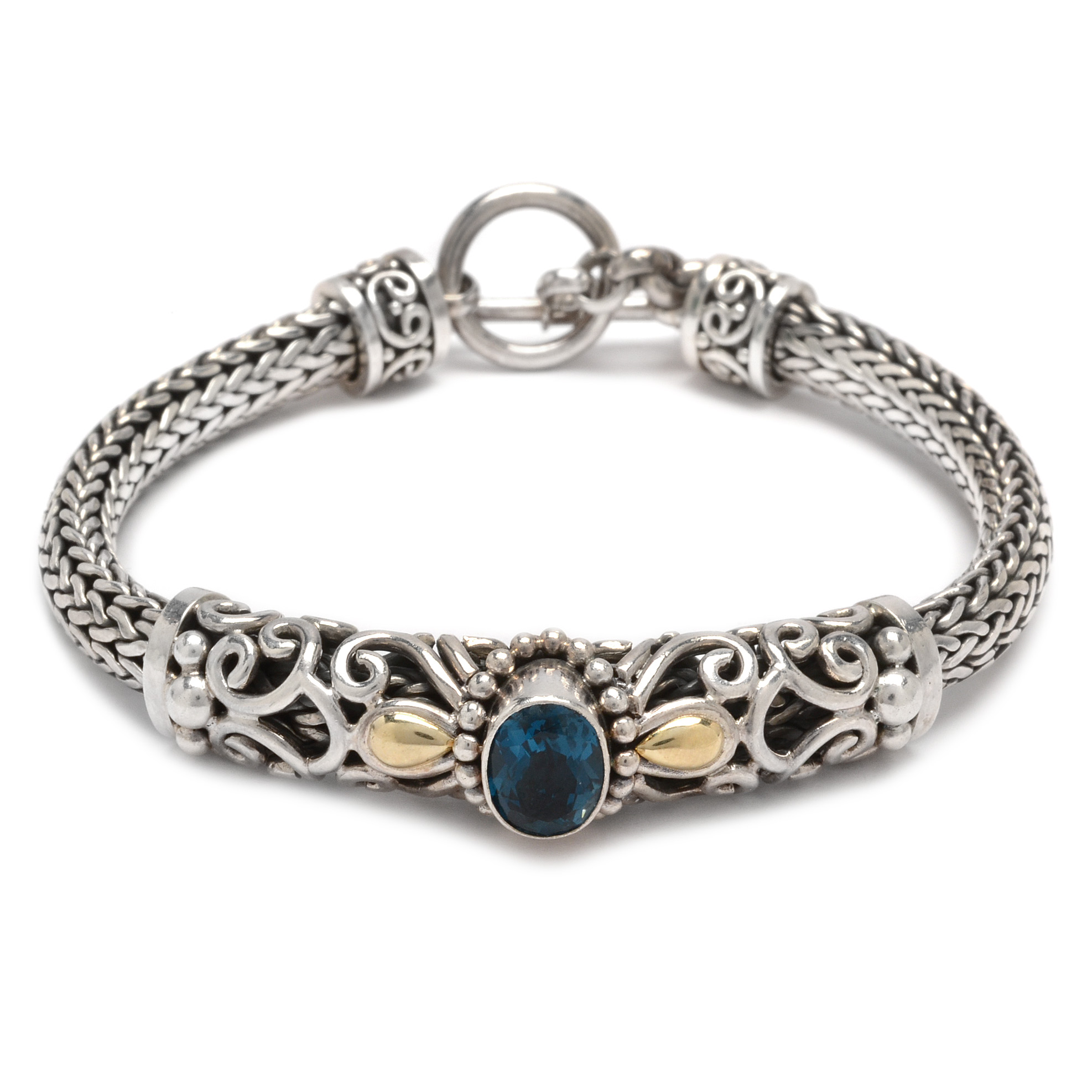 Suarti of Bali Sterling Silver Blue Topaz Bracelet