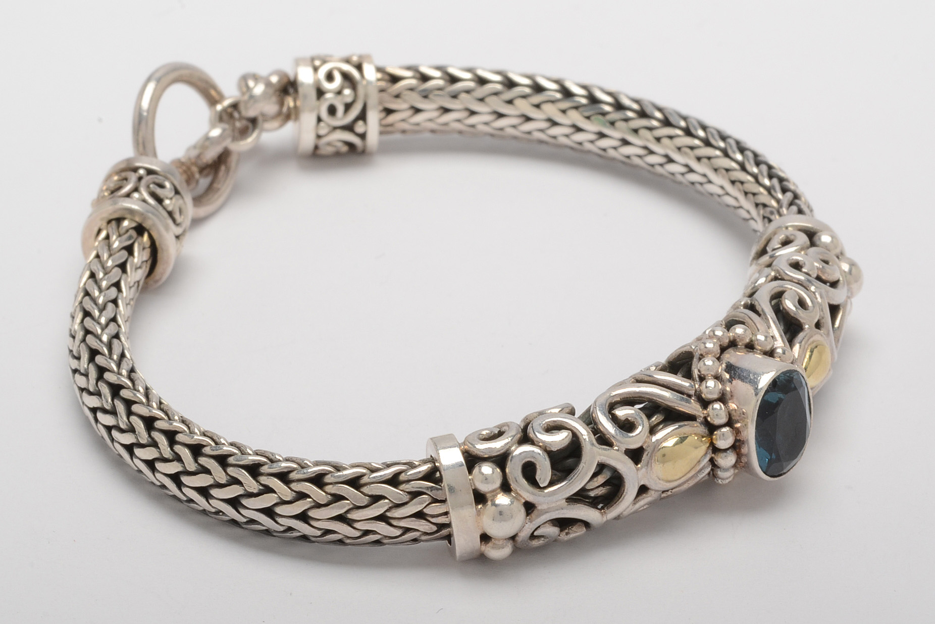 Suarti of Bali Sterling Silver Blue Topaz Bracelet