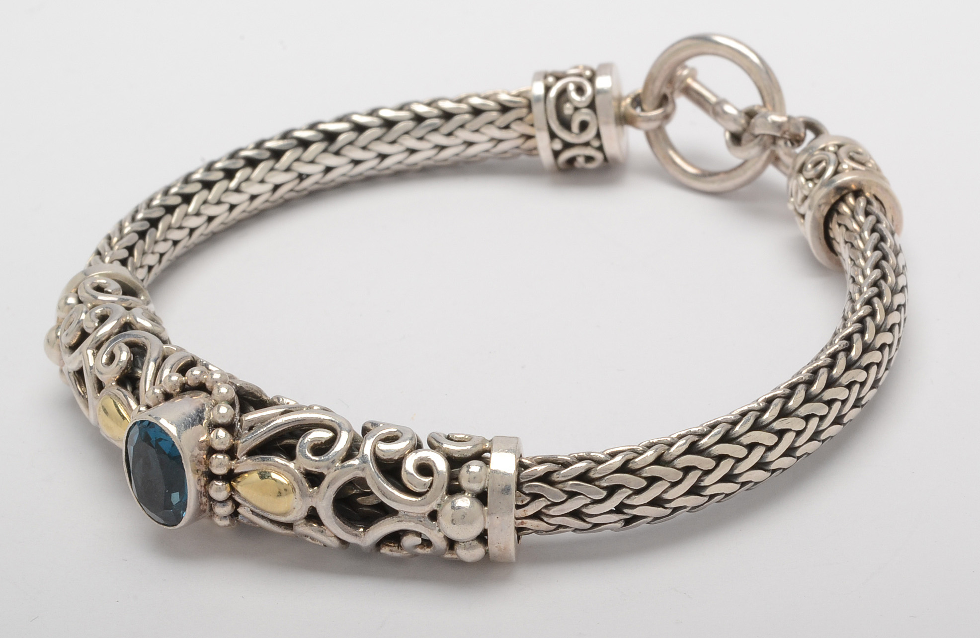 Suarti of Bali Sterling Silver Blue Topaz Bracelet